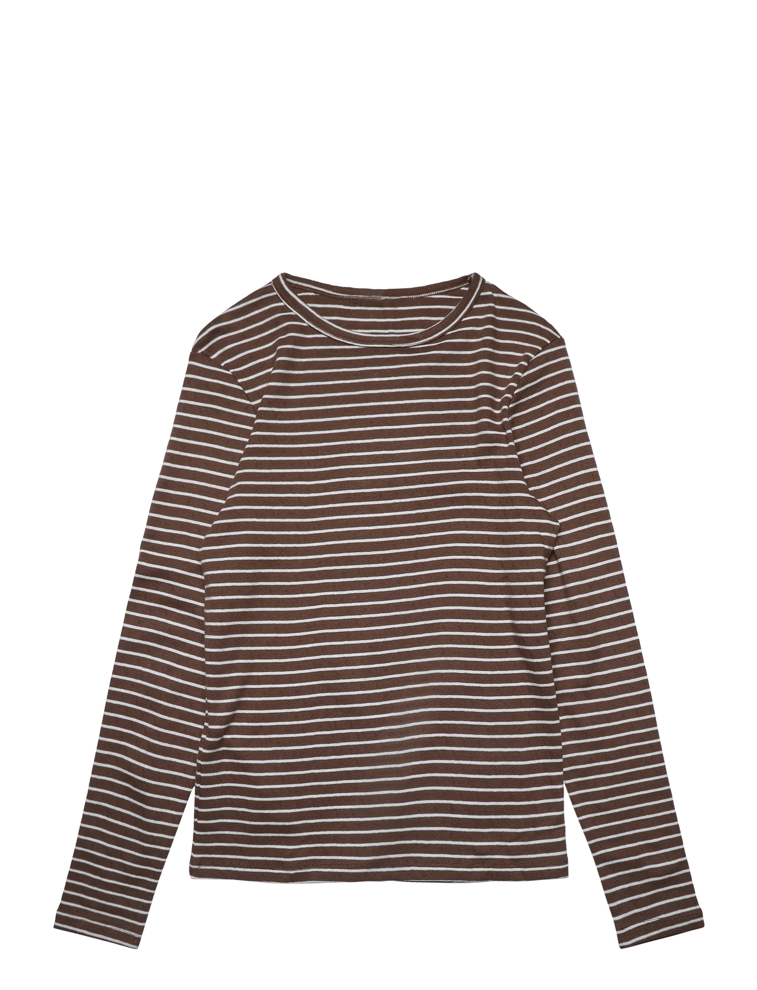 Mango Striped cotton T-shirt - Langærmede T-shirts - BROWN / brown