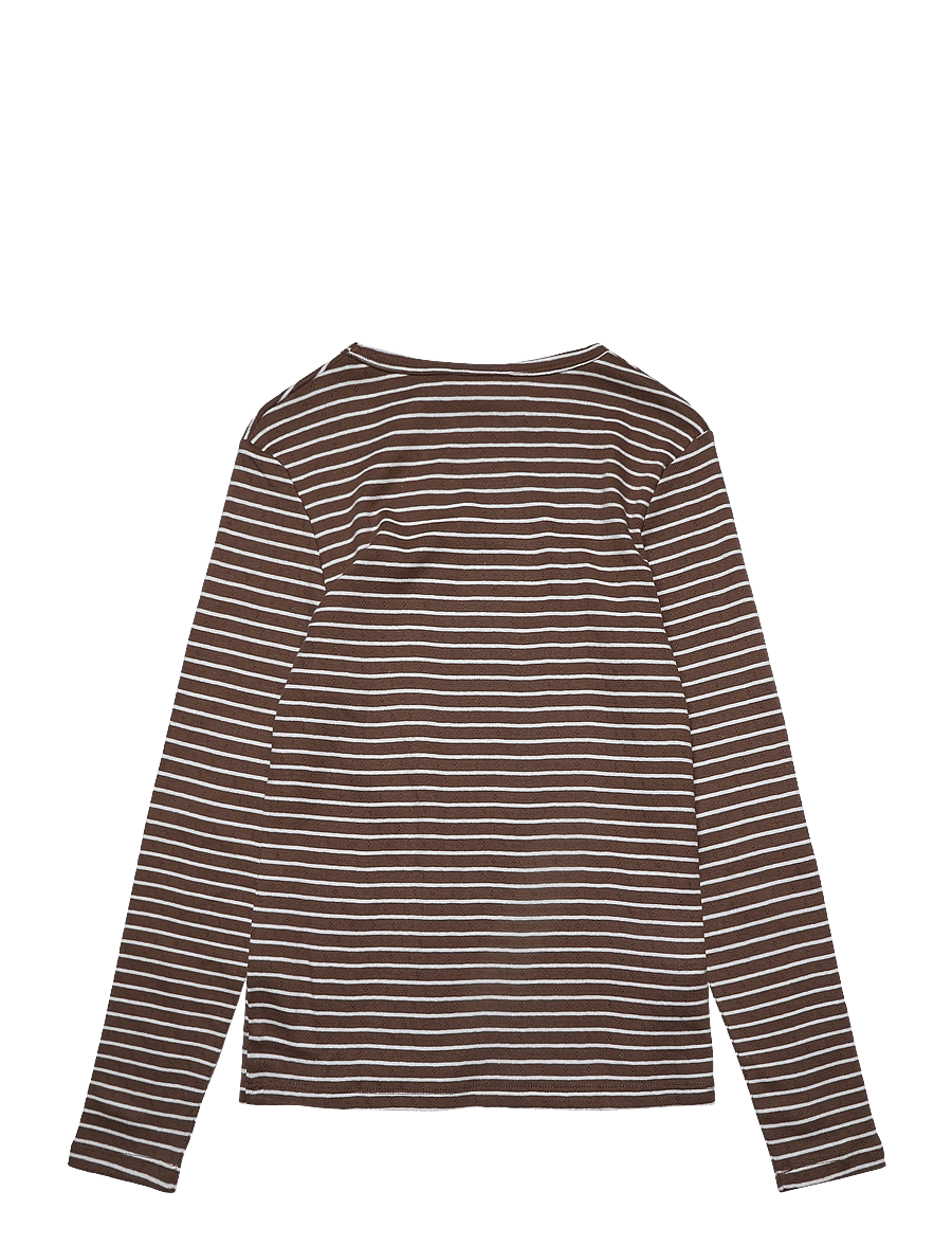 Mango - Striped cotton T-shirt - langærmede t-shirts - brown - 1