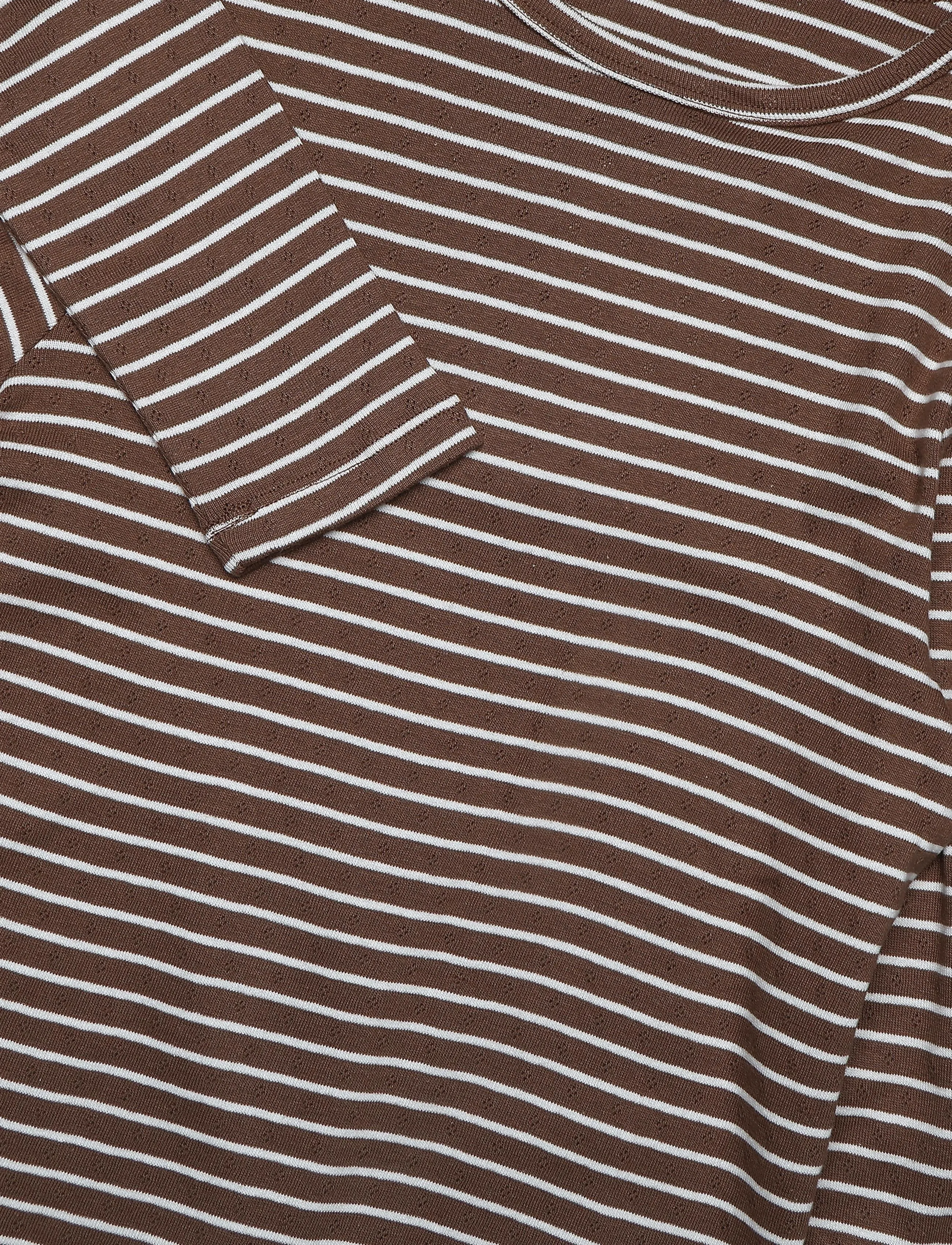 Mango - Striped cotton T-shirt - langærmede t-shirts - brown - 2