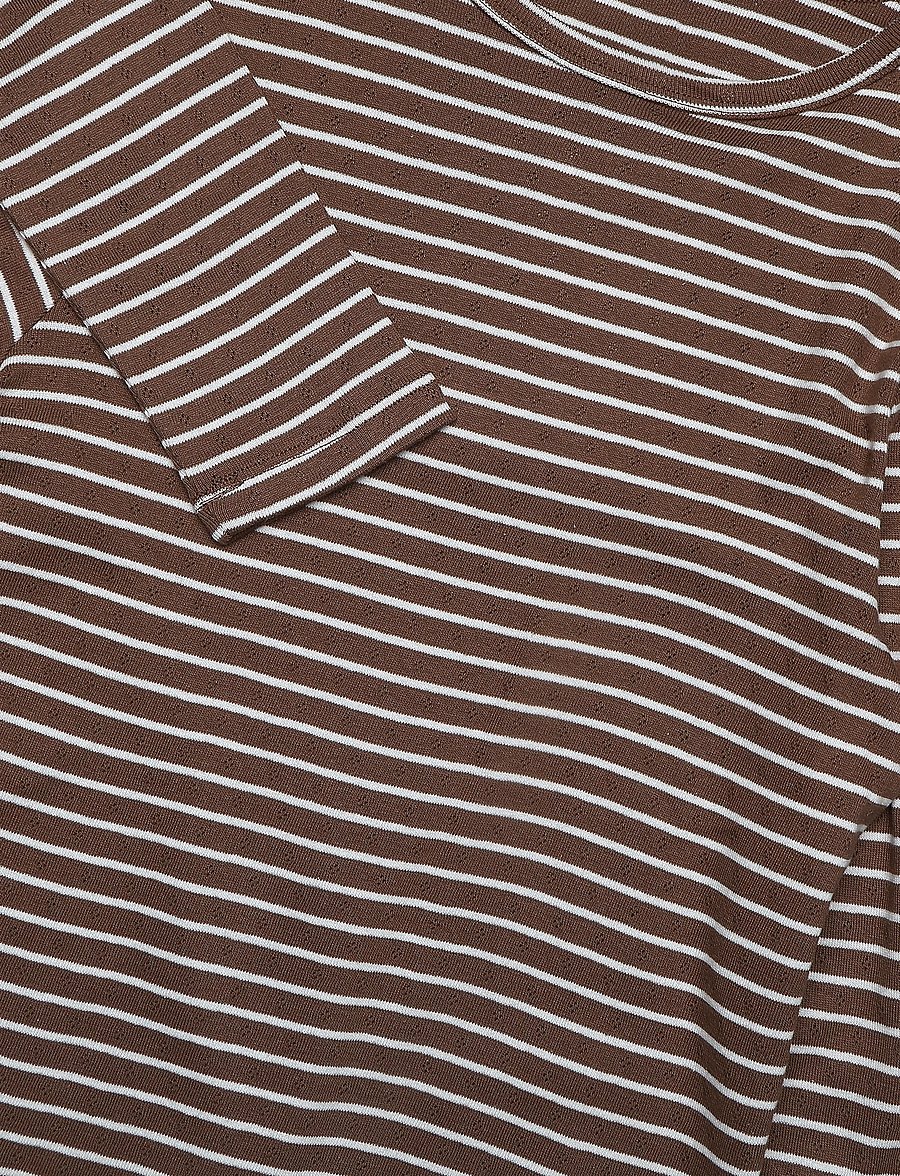 Mango - Striped cotton T-shirt - langærmede t-shirts - brown - 2