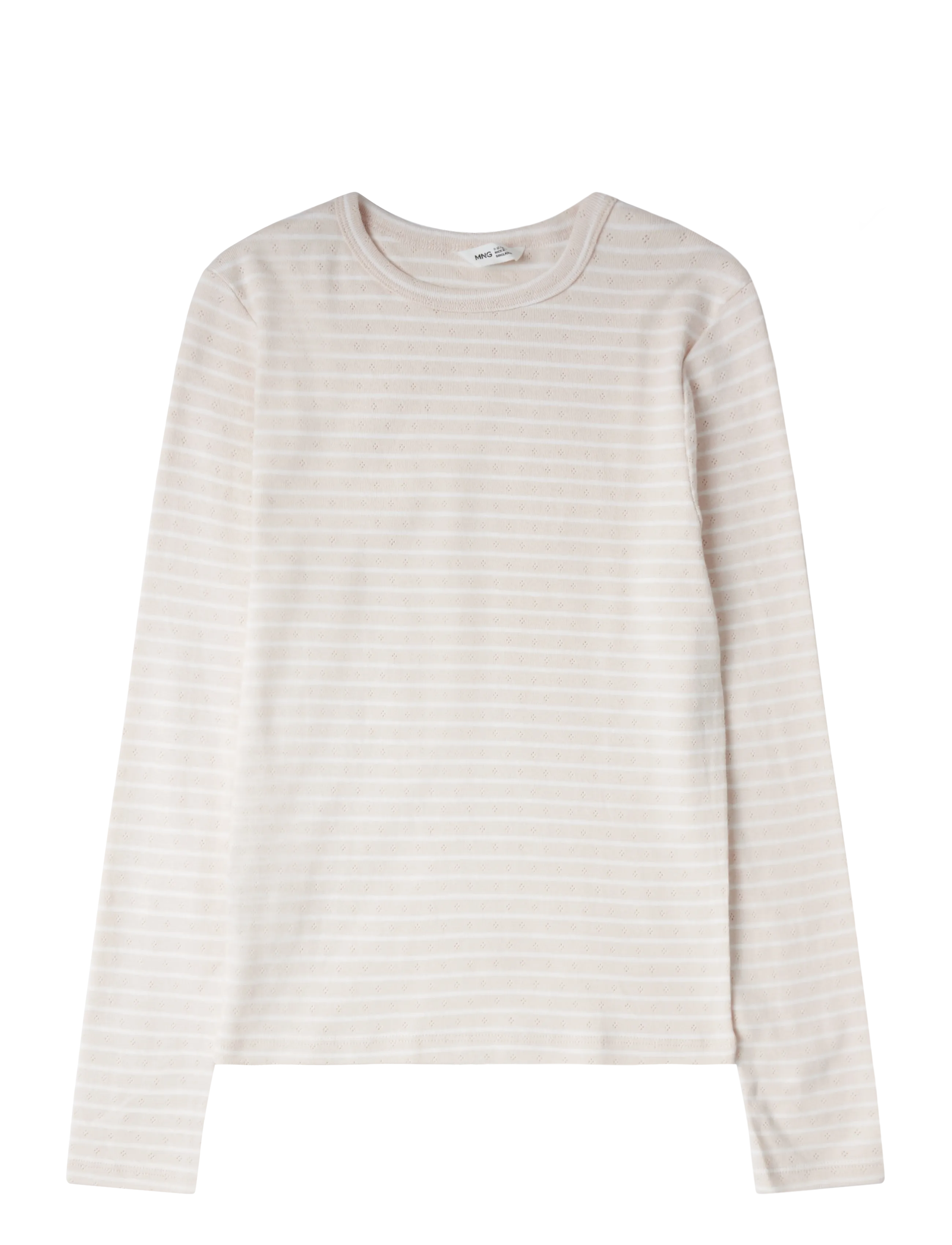 Mango Striped cotton T-shirt - Langærmede T-shirts - LT-PASTEL PINK / pink/rose