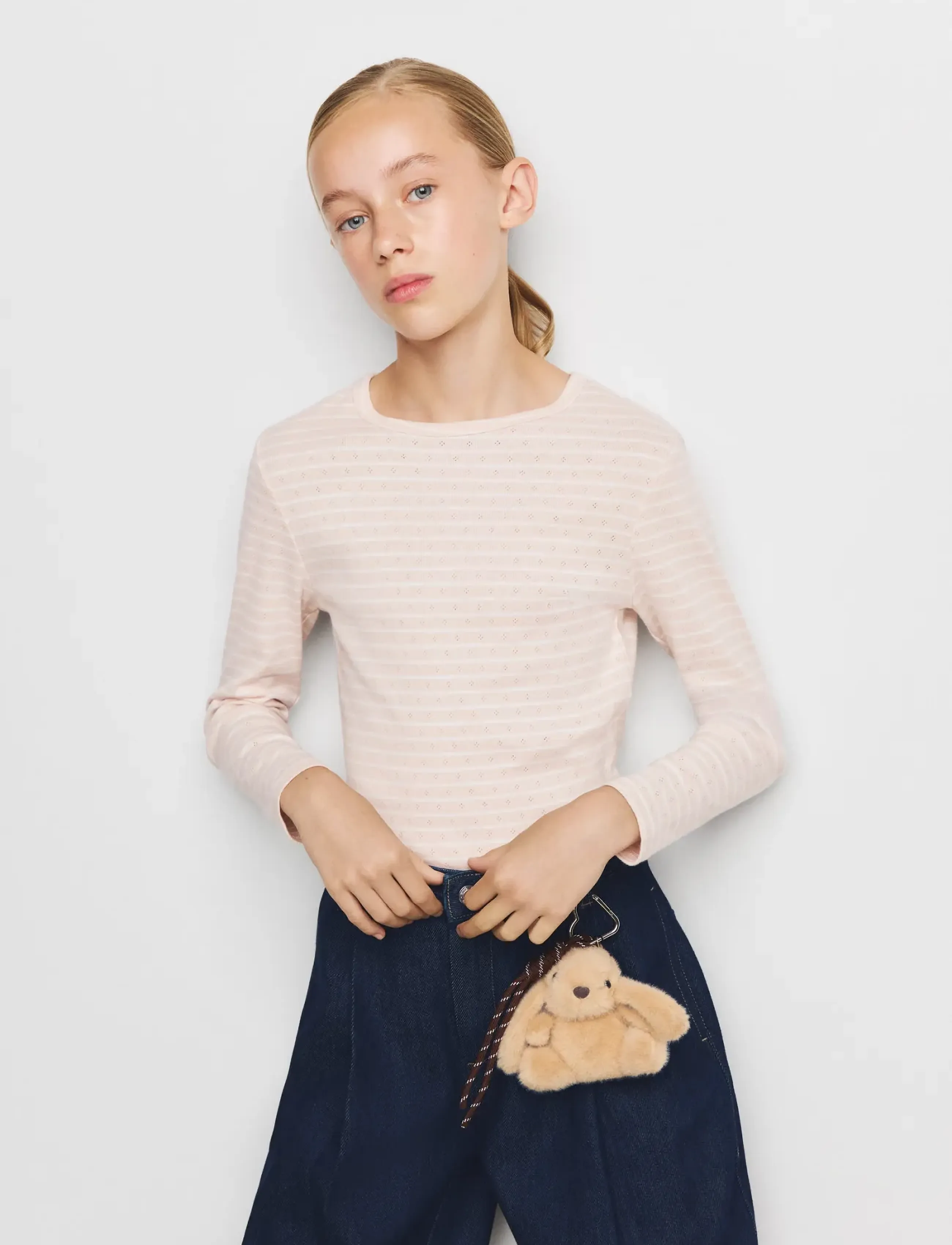 Mango Striped cotton T-shirt - Overdele - LT-PASTEL PINK / pink/rose