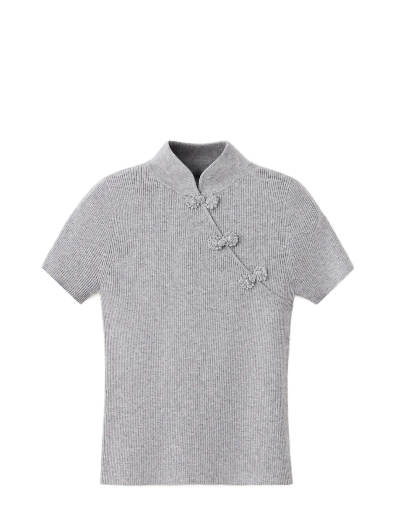 Mango Ribbed knitted jumper with frog closures - Striktrøjer - MEDIUM GREY / grey
