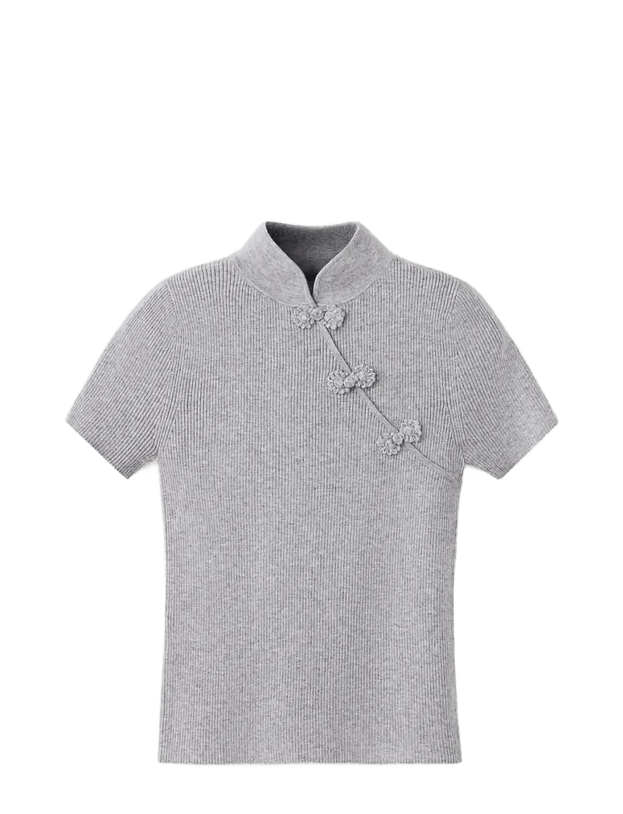 Mango - Ribbed knitted jumper with frog closures - striktrøjer - medium grey - 1