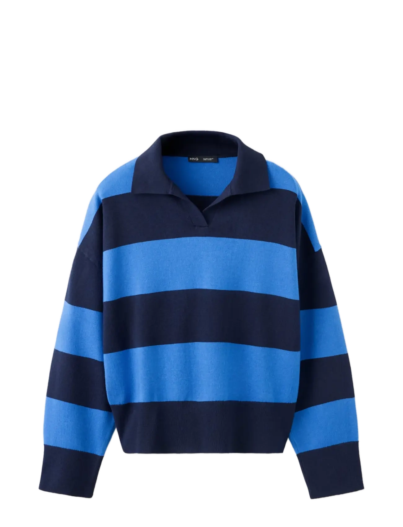 Mango Striped polo-neck sweater - Kläder - NAVY / navy