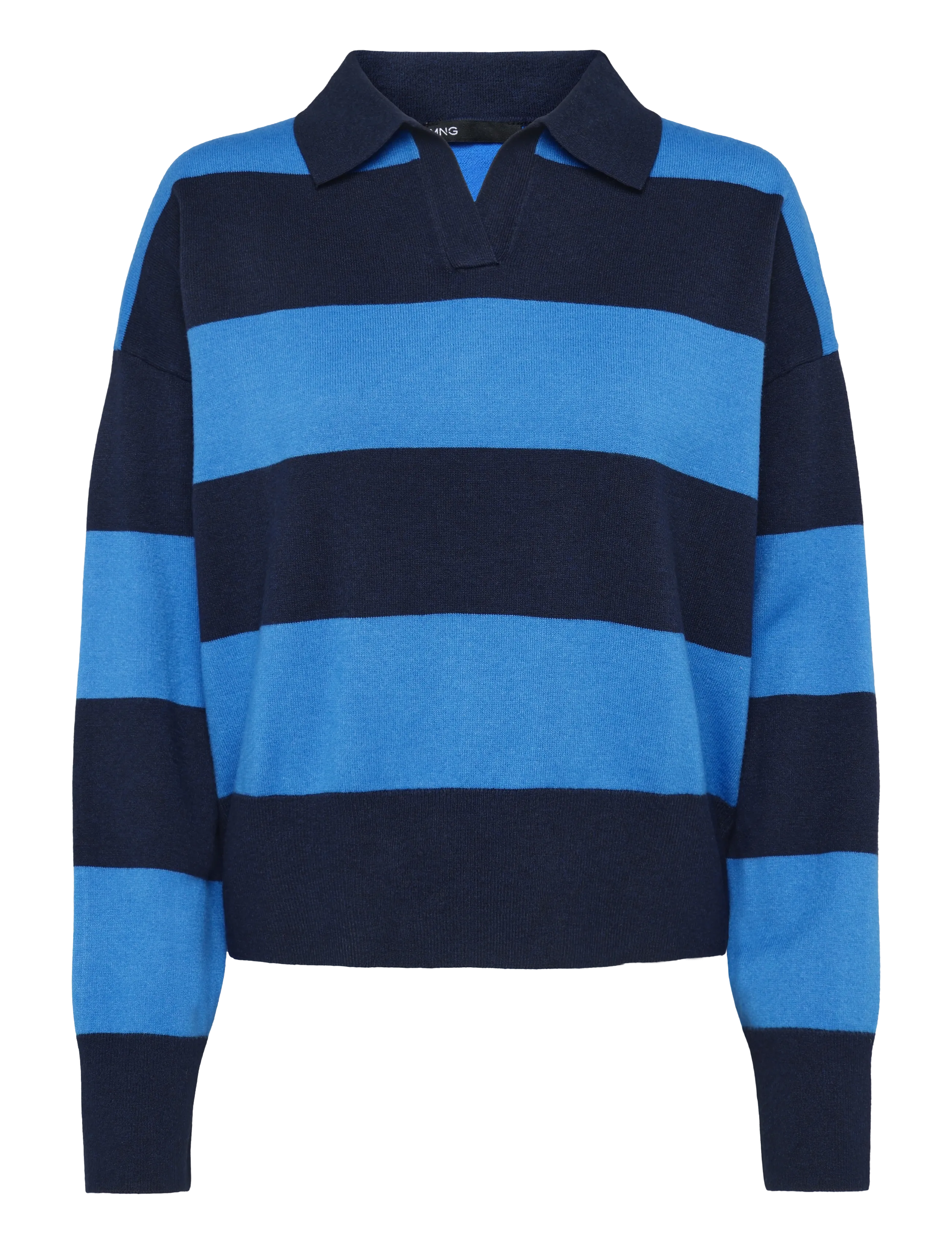 Mango Striped polo-neck sweater - Stickat - NAVY / navy