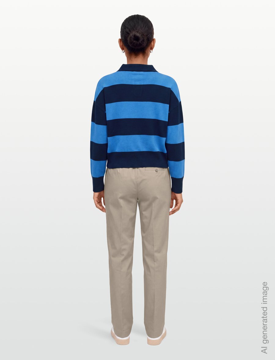 Mango - Striped polo-neck sweater - pullover - navy - 4