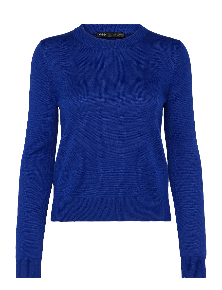 Mango - Fine-knit crew-neck sweater - striktrøjer - bright blue - 1