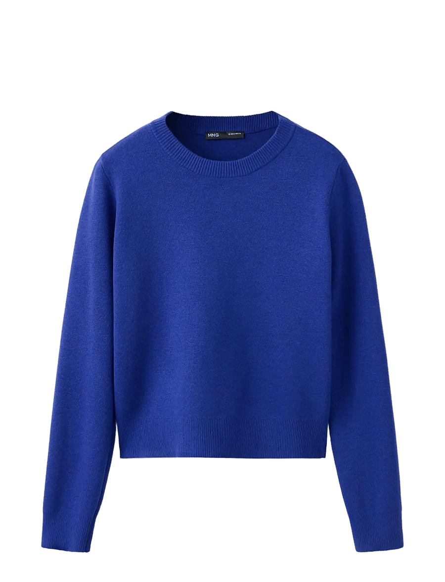 Mango - Fine-knit crew-neck sweater - striktrøjer - bright blue - 0