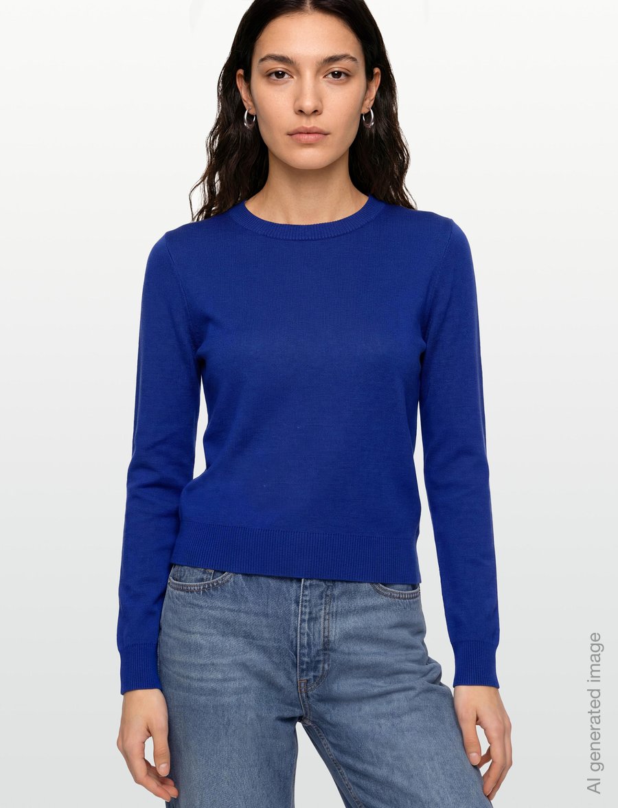 Mango - Fine-knit crew-neck sweater - striktrøjer - bright blue - 3