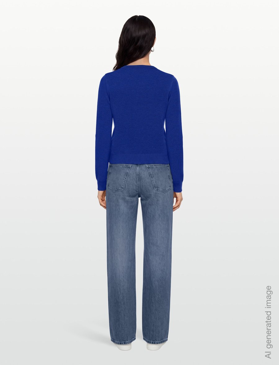Mango - Fine-knit crew-neck sweater - striktrøjer - bright blue - 4