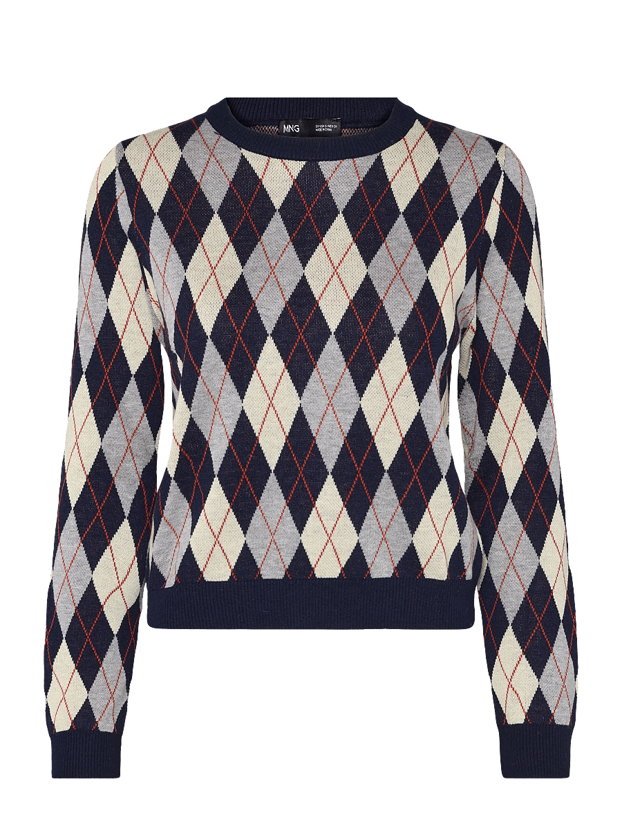 Mango - Fine-knit crew-neck sweater - stickade tröjor - navy - 1