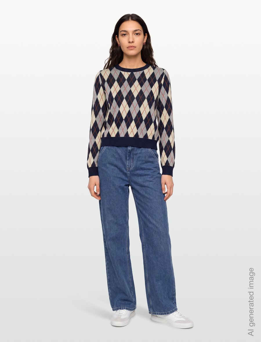 Mango - Fine-knit crew-neck sweater - stickade tröjor - navy - 0