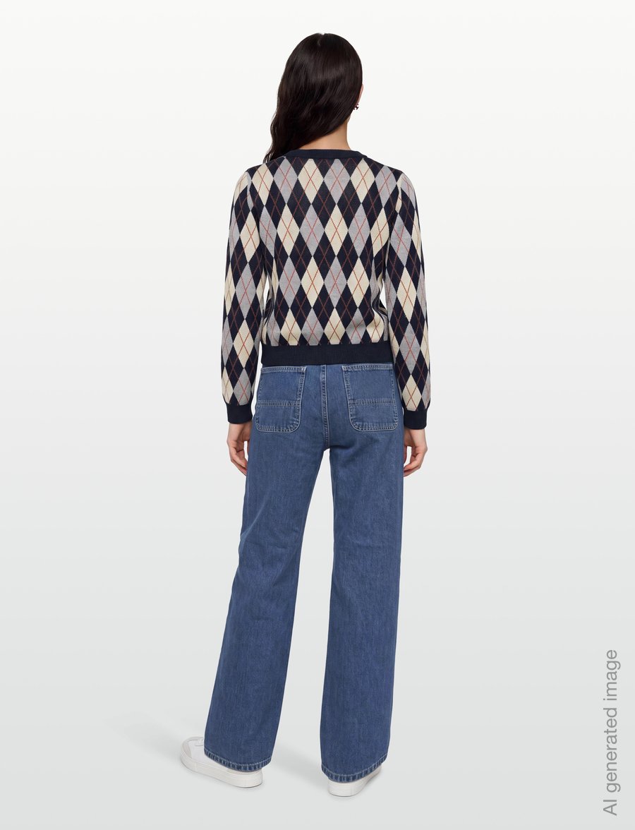 Mango - Fine-knit crew-neck sweater - stickade tröjor - navy - 4