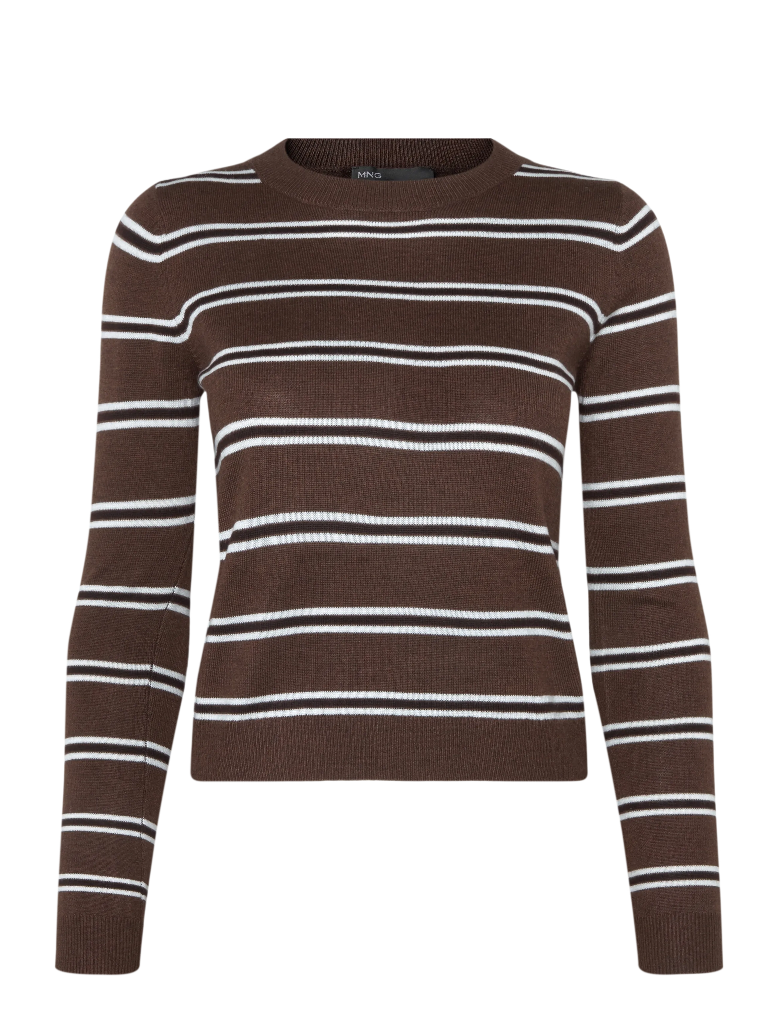 Mango Striped knit jumper - Streetstyle - DARK BROWN / brown