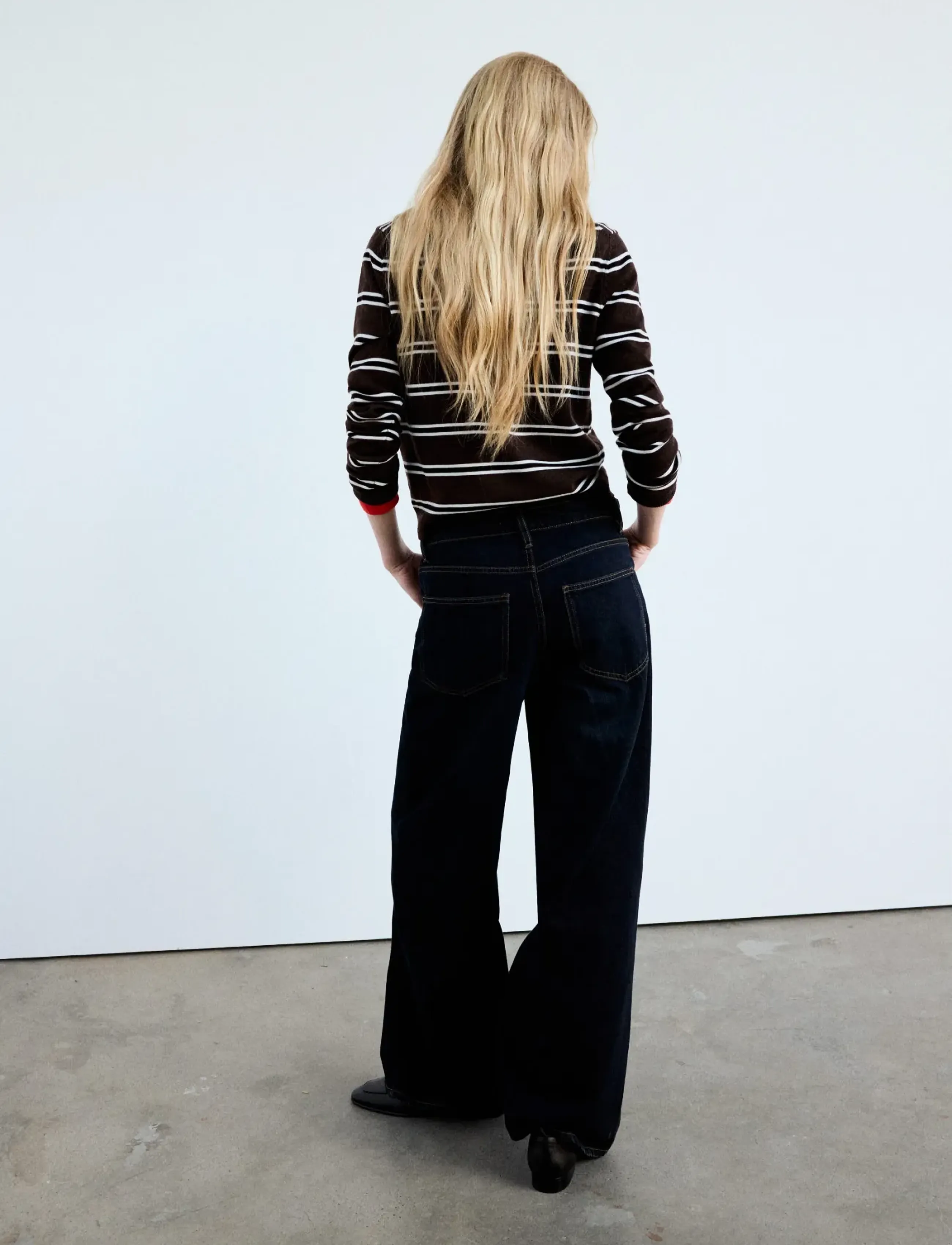 Mango - Striped knit jumper - stickade tröjor - dark brown - 3