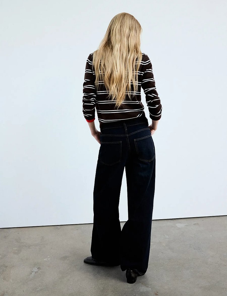 Mango - Striped knit jumper - stickade tröjor - dark brown - 3