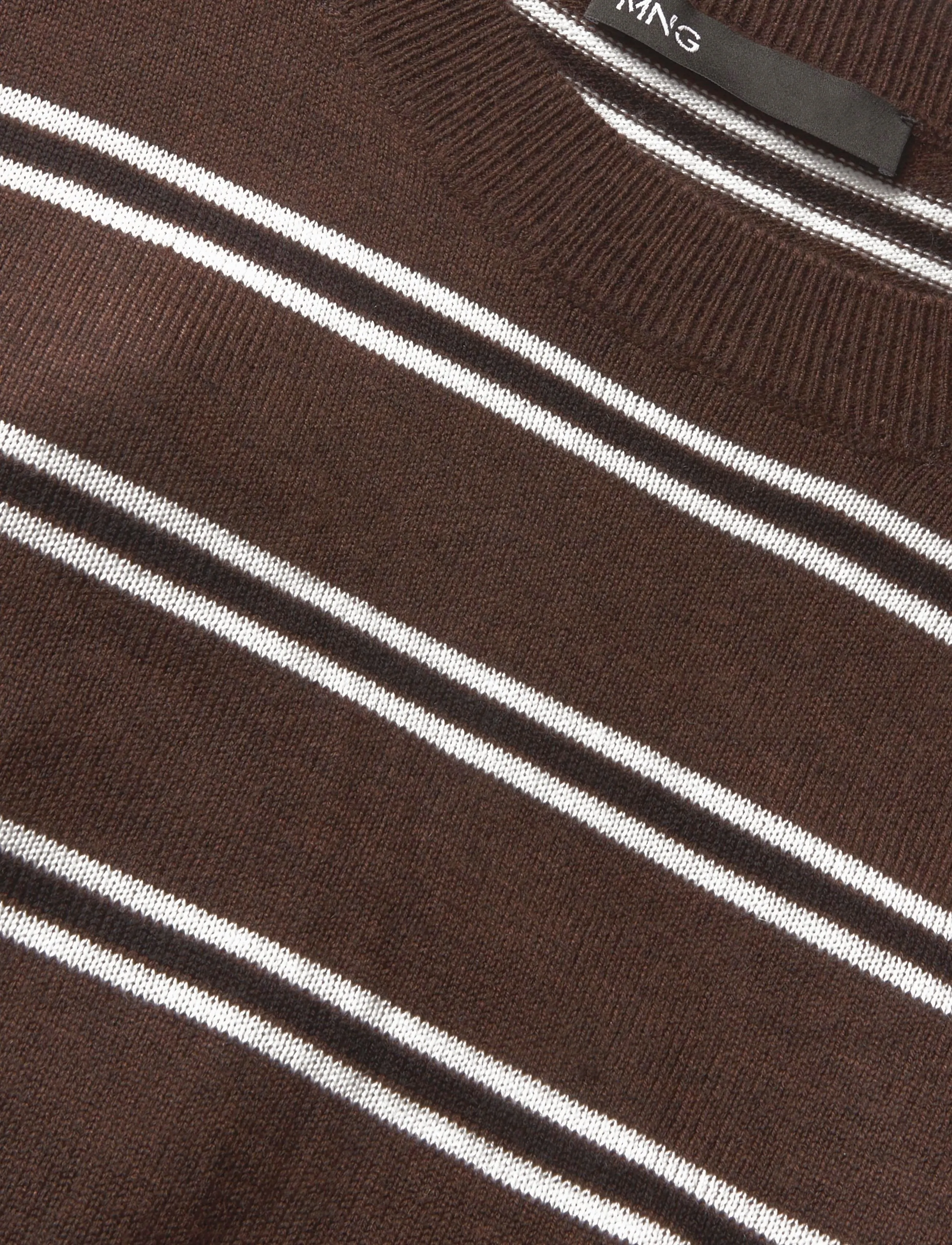 Mango - Striped knit jumper - dark brown - 2