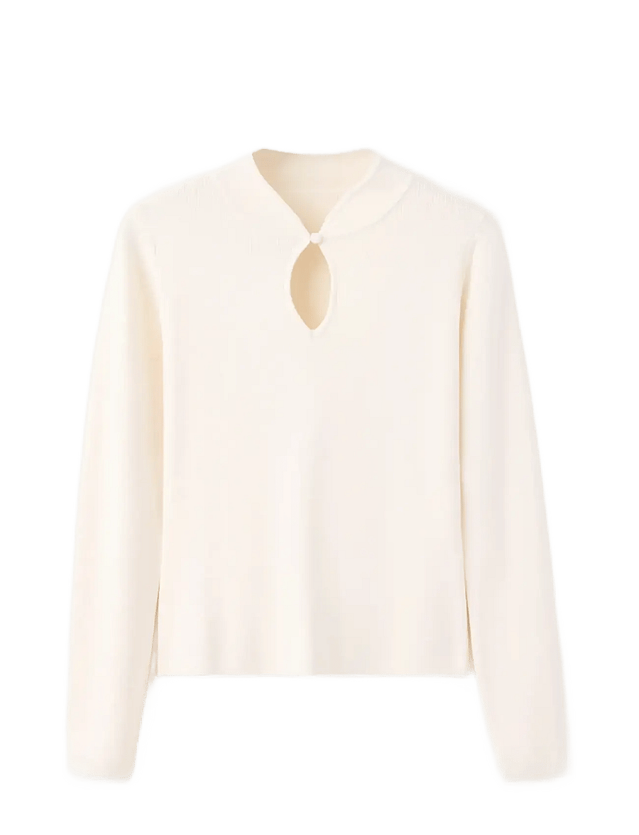 Mango - Fine-knit cut-out jumper - striktrøjer - light beige - 1