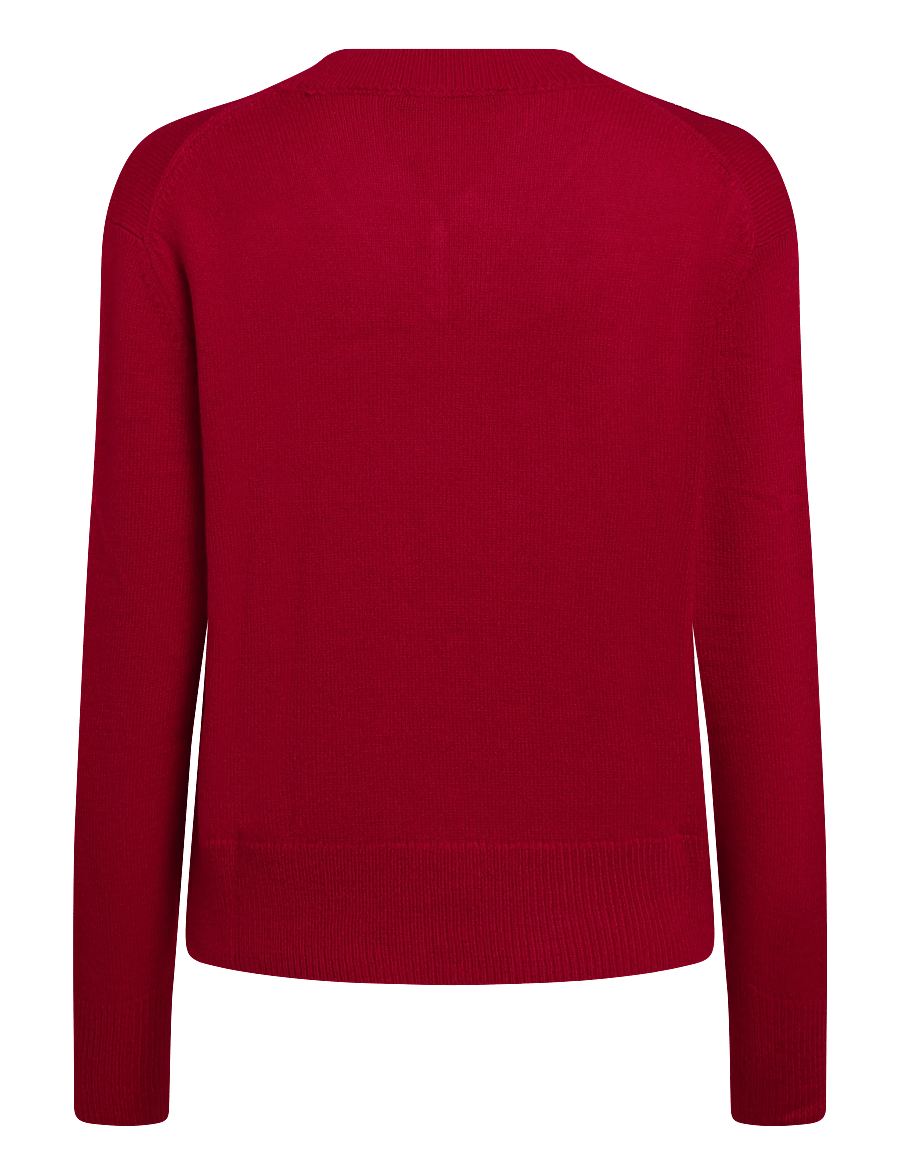 Mango - V-neck knit sweater - striktrøjer - red - 2
