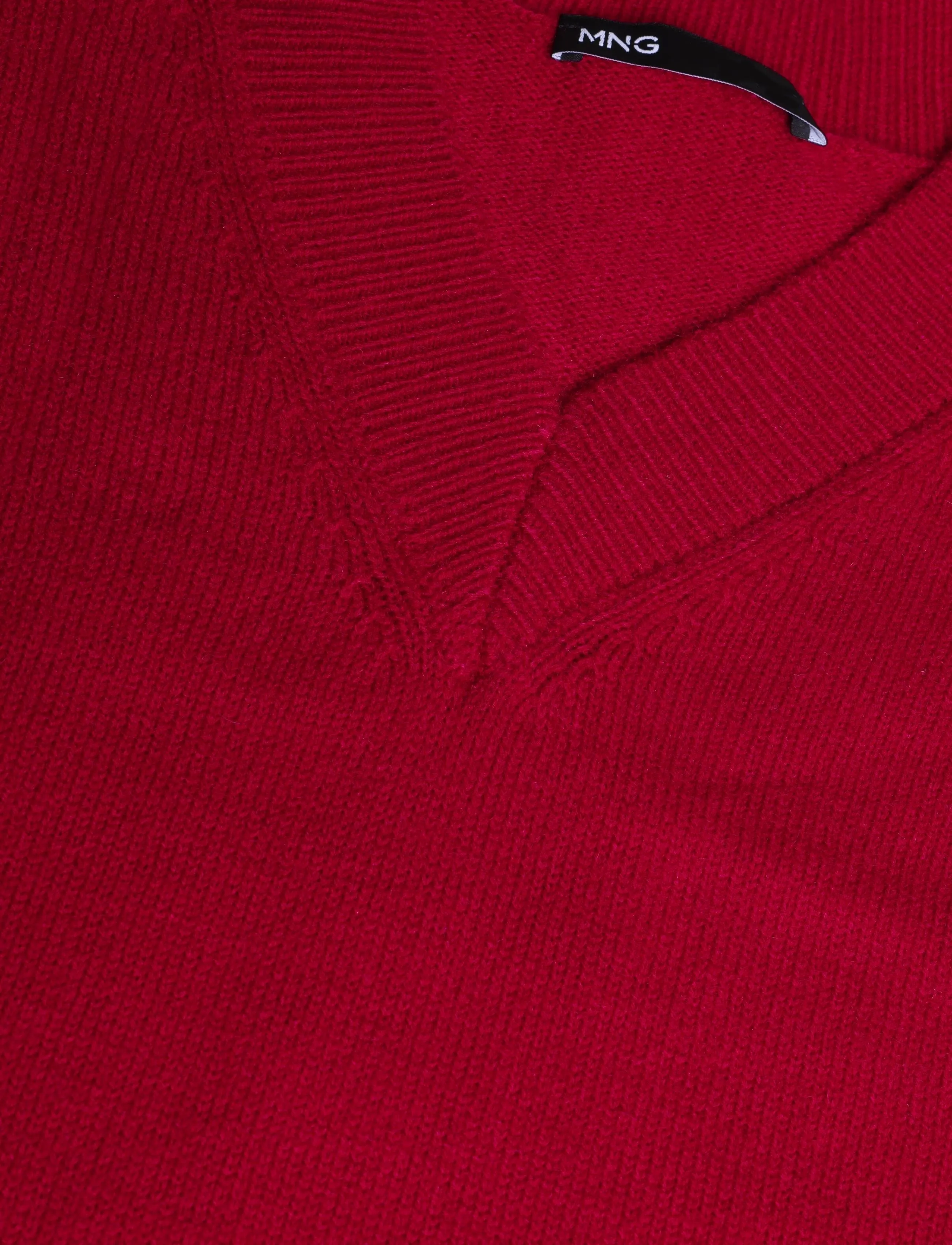 Mango - V-neck knit sweater - striktrøjer - red - 4