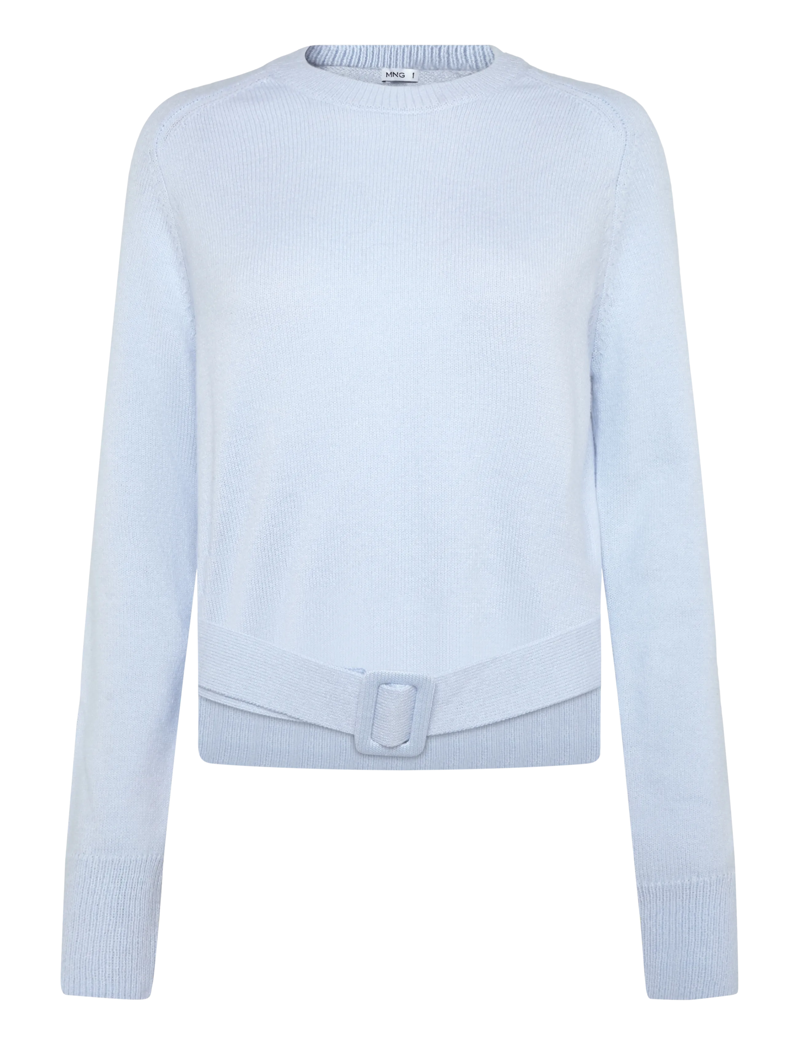 Mango Belted knit sweater - Streetstyle - LT-PASTEL BLUE / blue