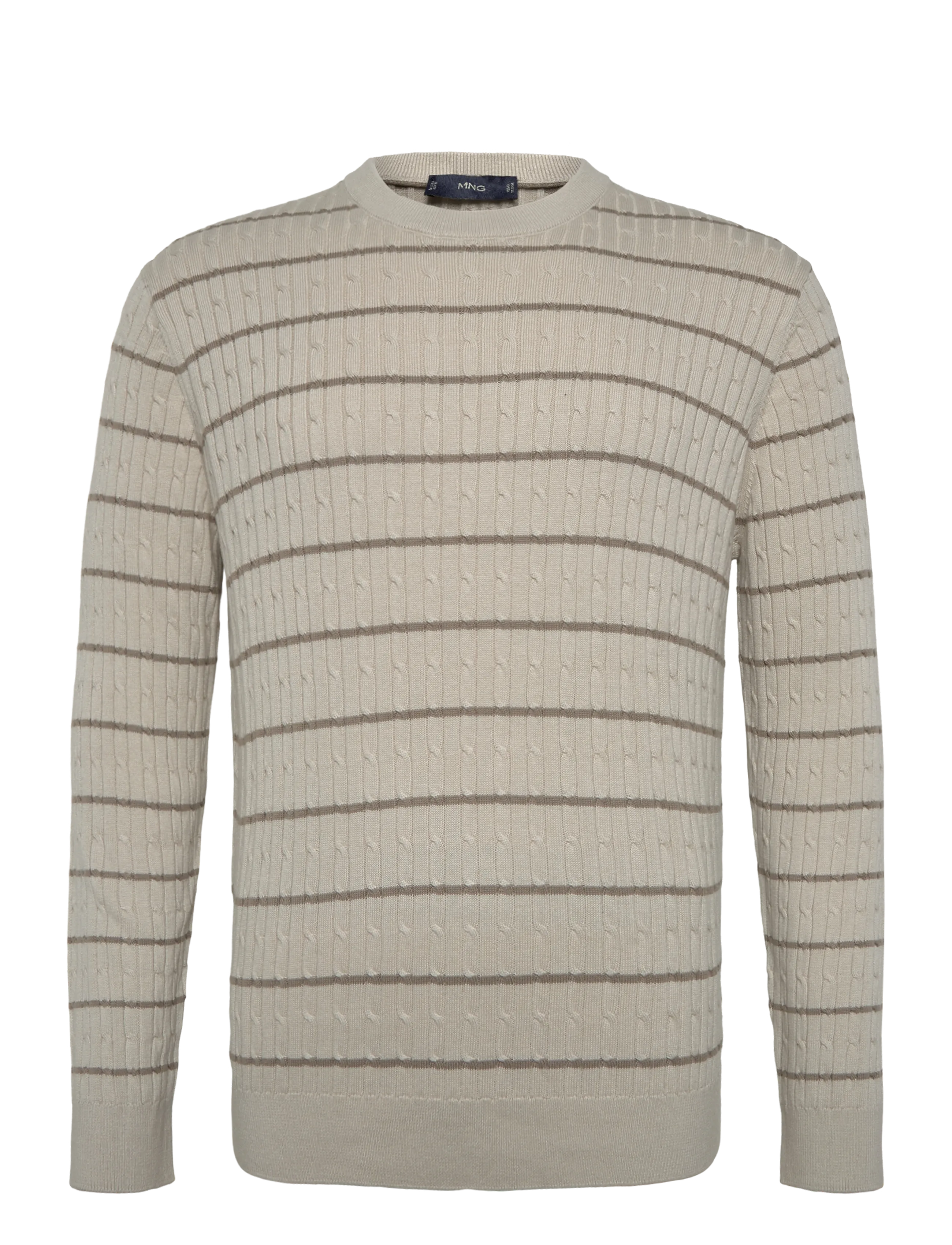 Mango Cotton-lyocell blend cable-knit jumper - Rund hals - LT PASTEL GREY / grey