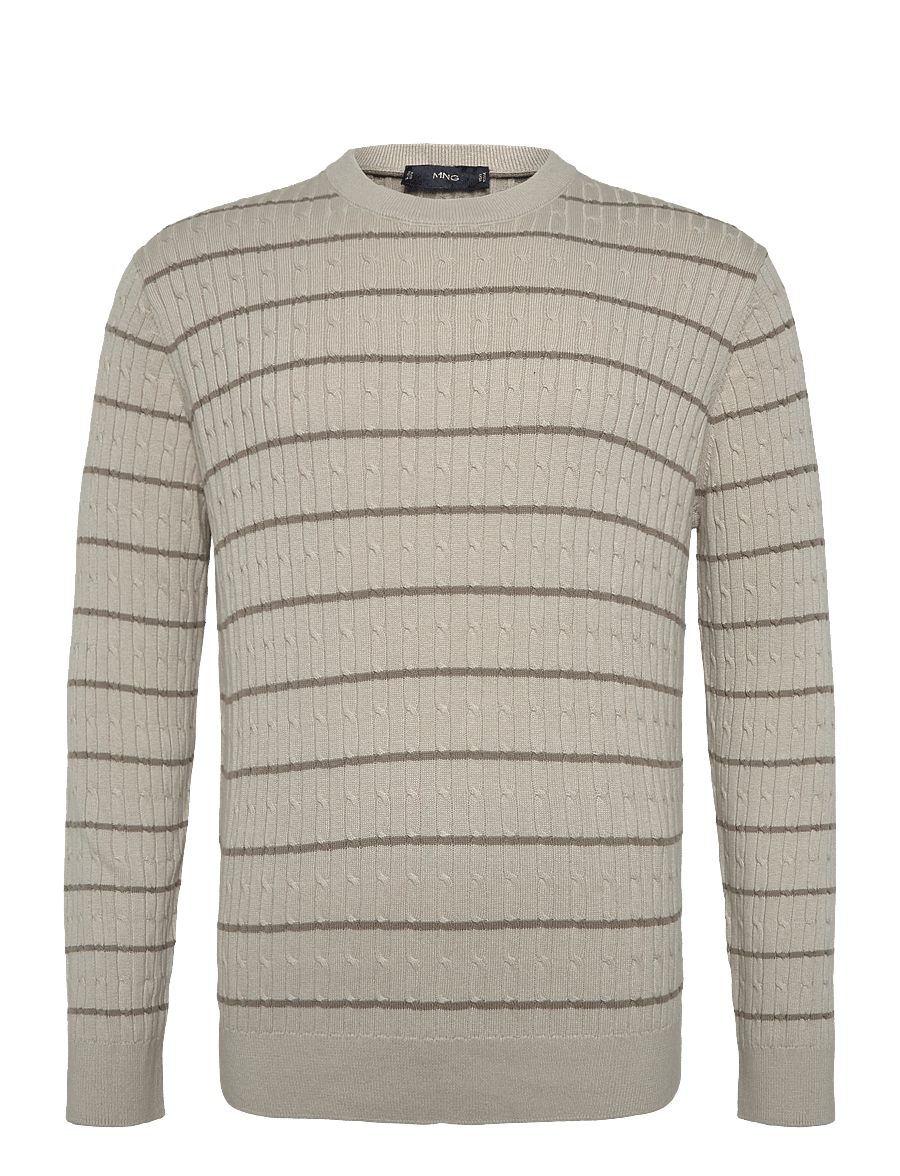 Mango - Cotton-lyocell blend cable-knit jumper - rund hals - lt pastel grey - 0
