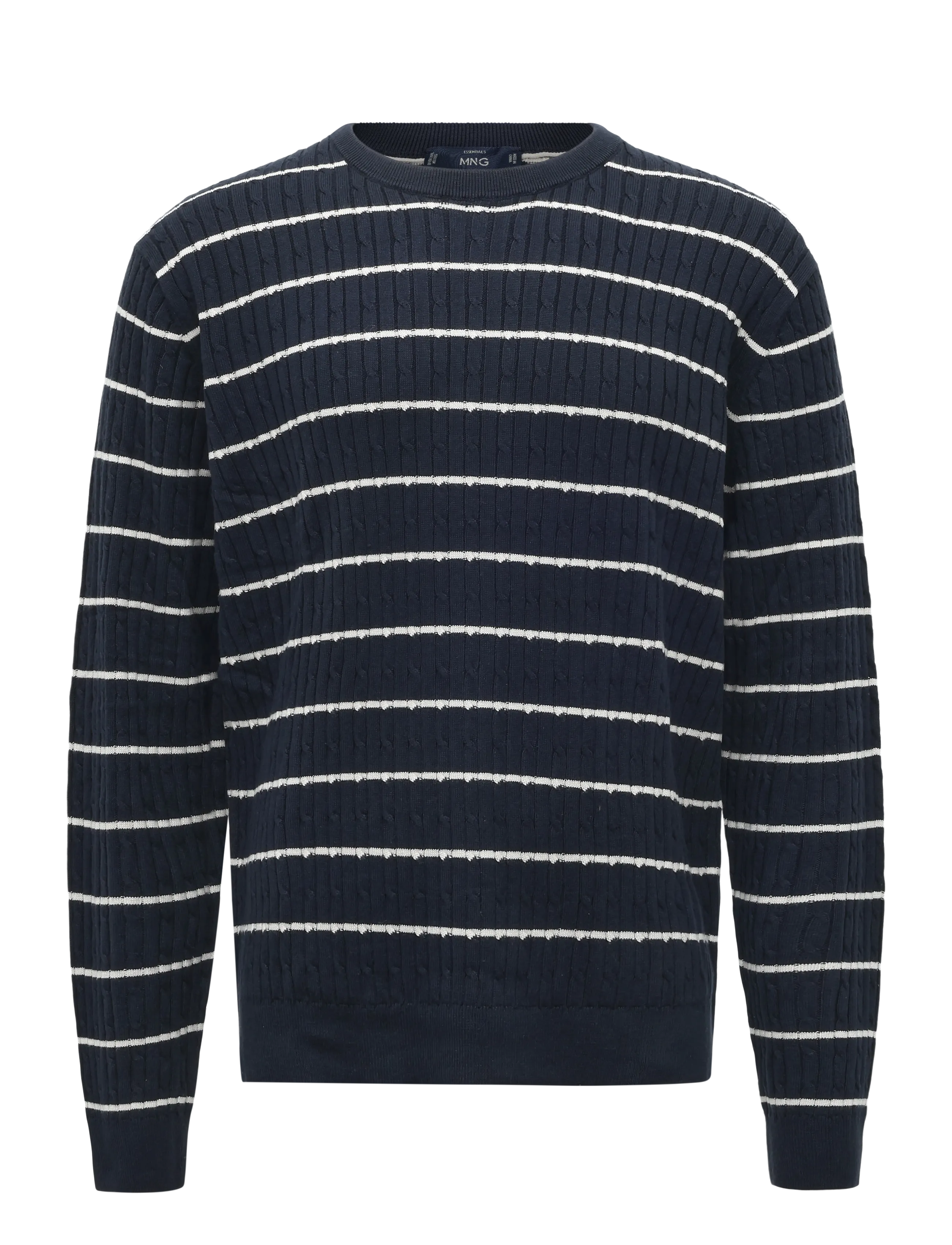 Mango Cotton-lyocell blend cable-knit jumper - Stickat - NAVY / navy