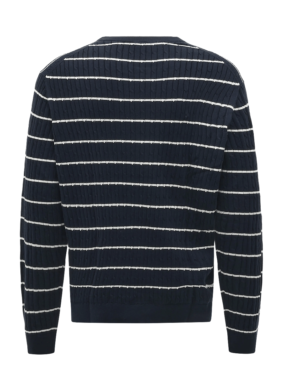 Mango - Cotton-lyocell blend cable-knit jumper - rundhalsad - navy - 1