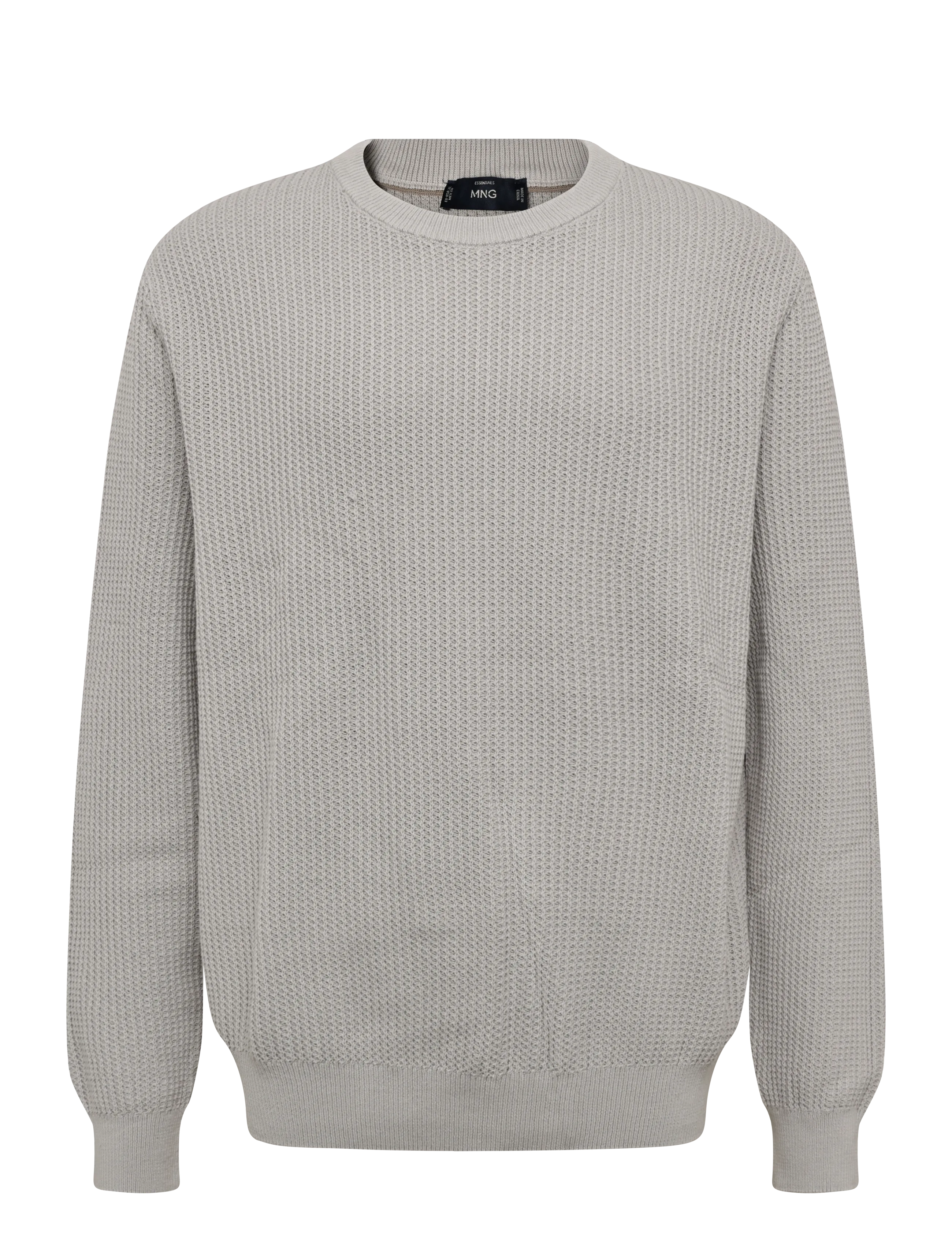 Mango 100% cotton mid-weight knit jumper - Rund hals - NATURAL WHITE / grey