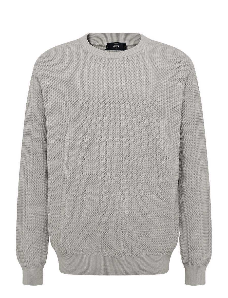 Mango - 100% cotton mid-weight knit jumper - rund hals - natural white - 0