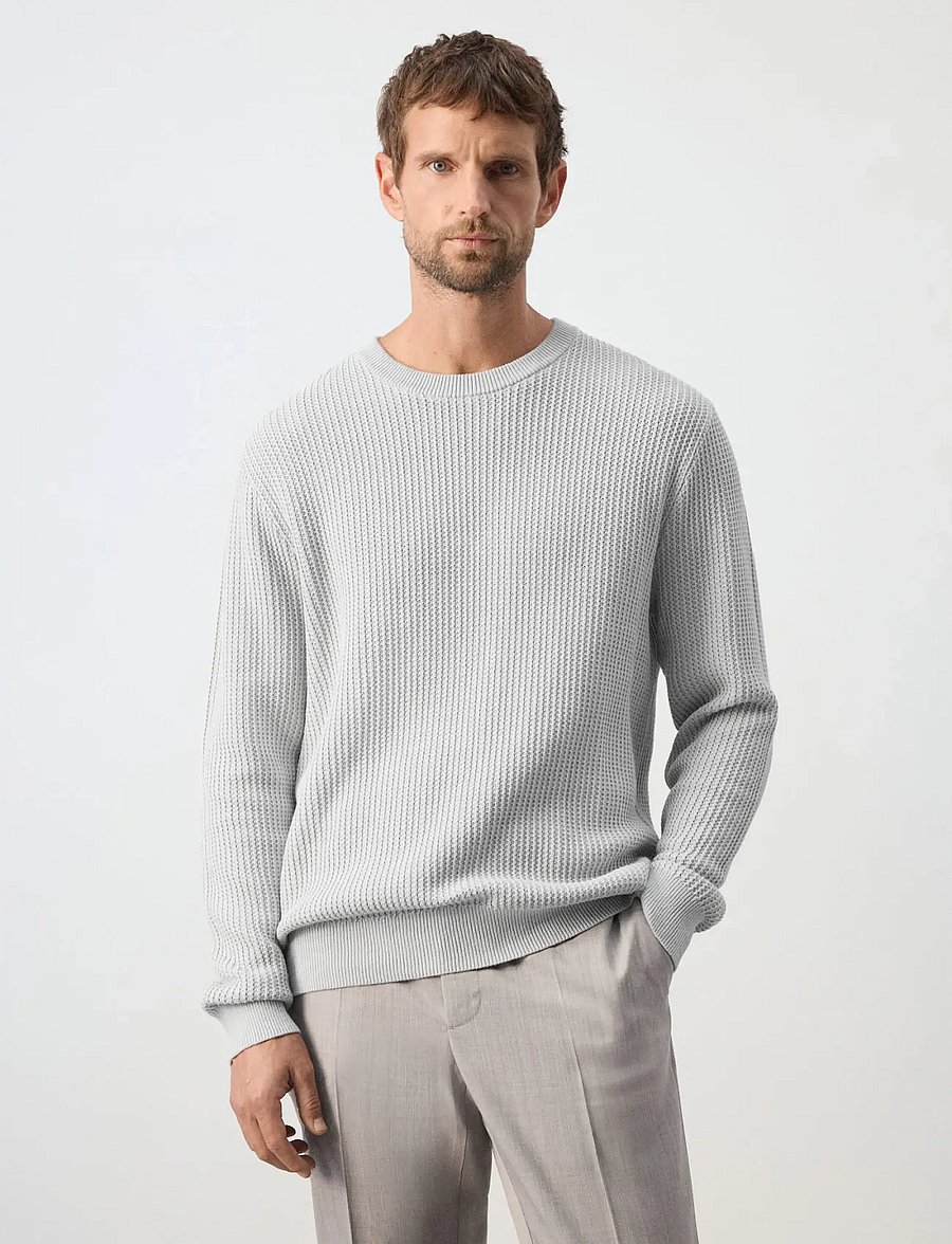 Mango - 100% cotton mid-weight knit jumper - rundhalsad - natural white - 0