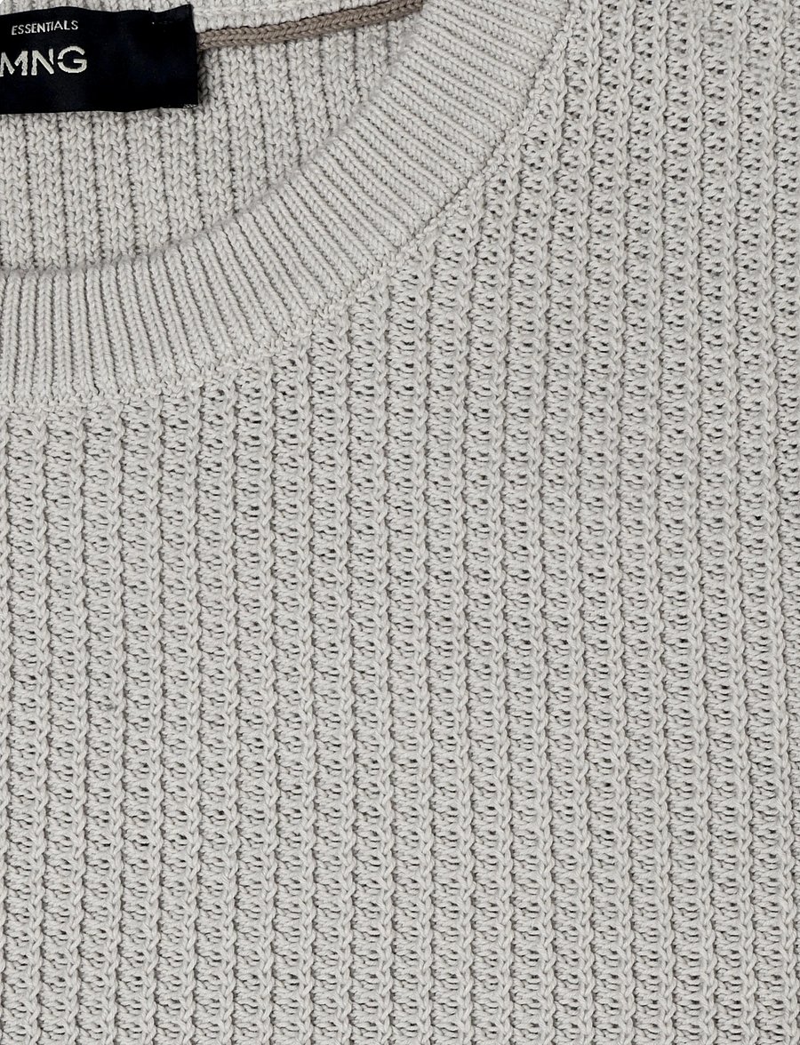 Mango - 100% cotton mid-weight knit jumper - rund hals - natural white - 2