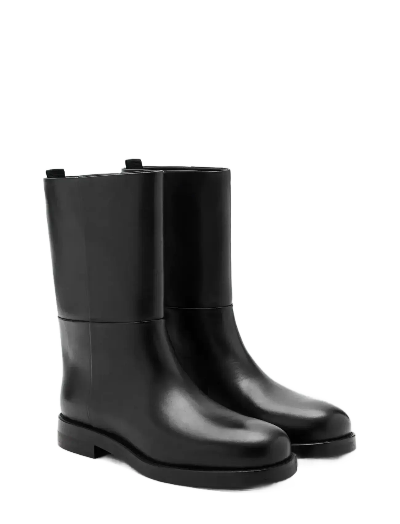 Mango - Rounded toe leather ankle boots - flade ankelstøvler - black - 1