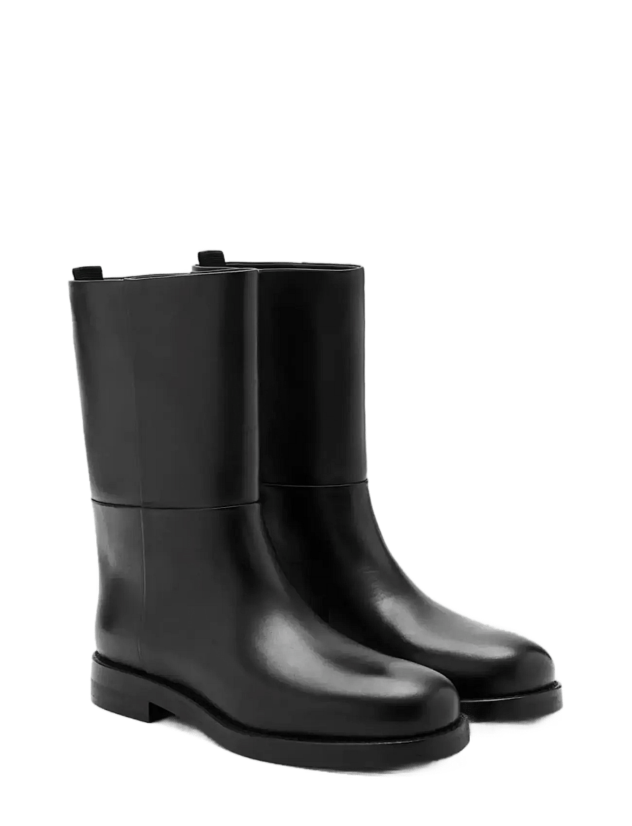 Mango - Rounded toe leather ankle boots - flade ankelstøvler - black - 1