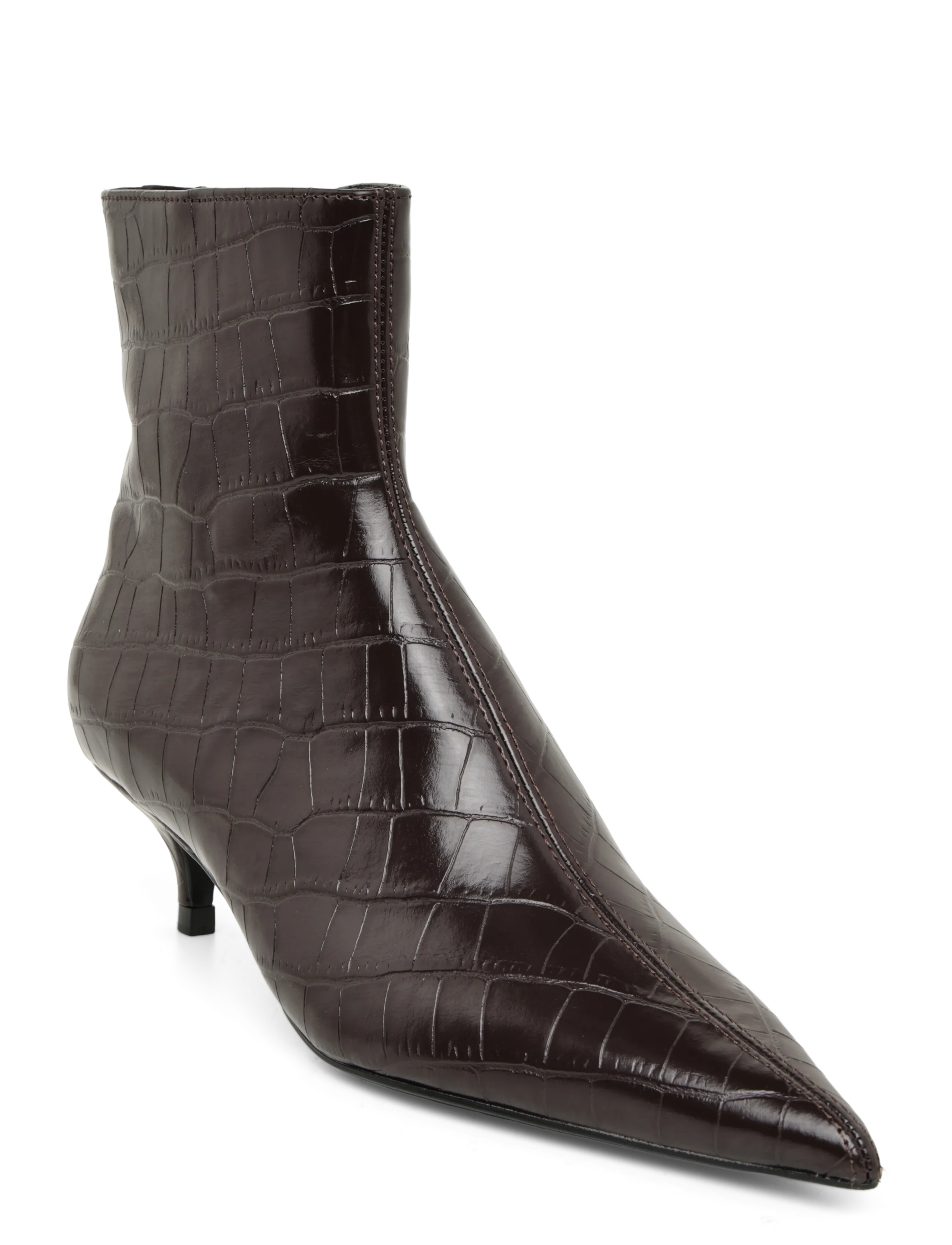 Mango Kitten heel pointed-toe ankle boot - Streetstyle - DARK RED / burgundy