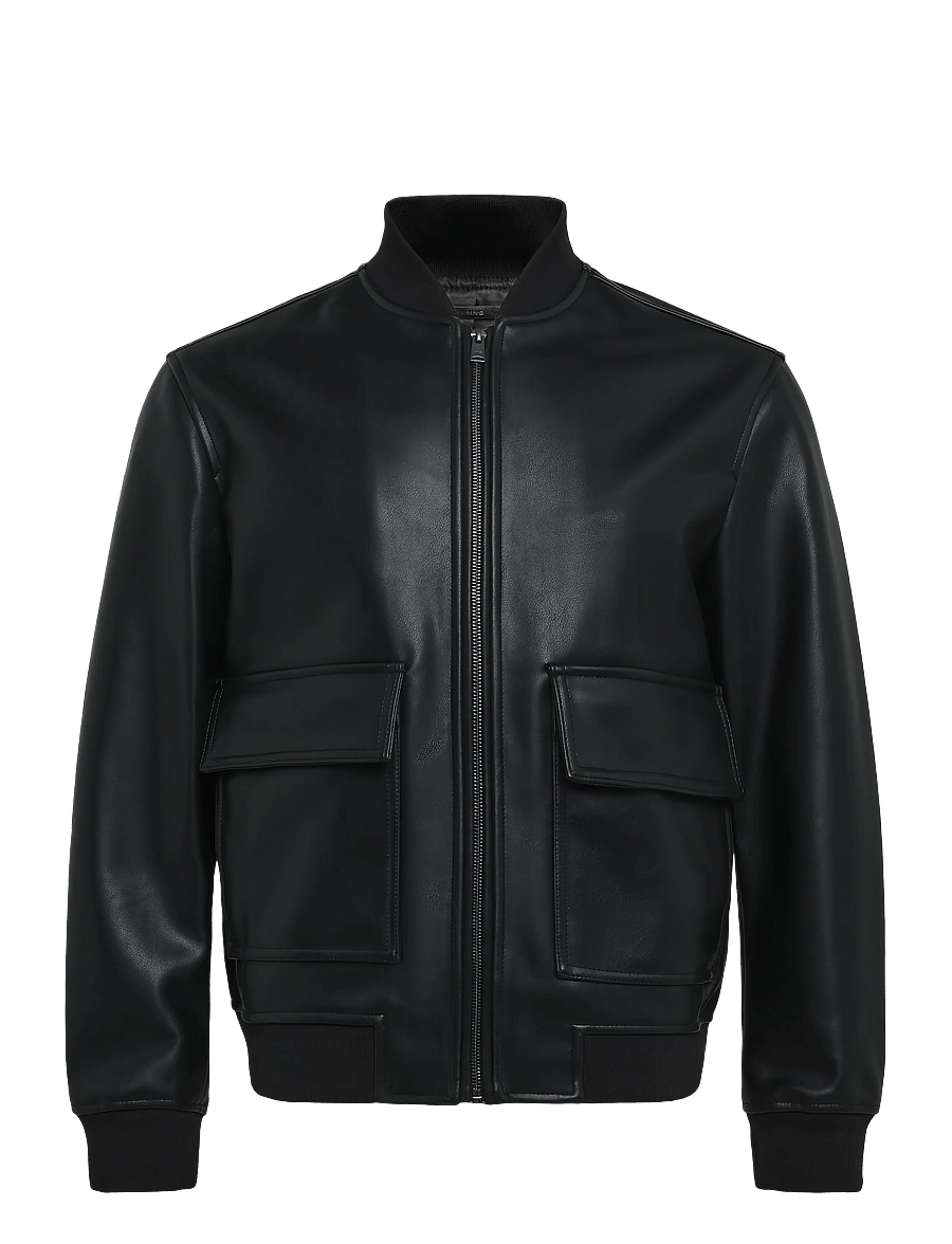 Mango - Faux-leather bomber jacket - höstjackor - black - 1