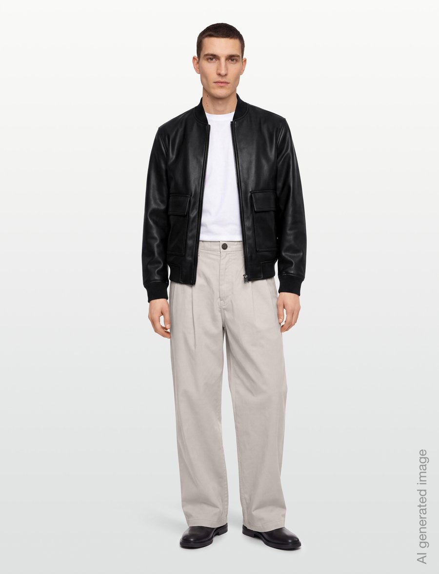 Mango - Faux-leather bomber jacket - höstjackor - black - 0