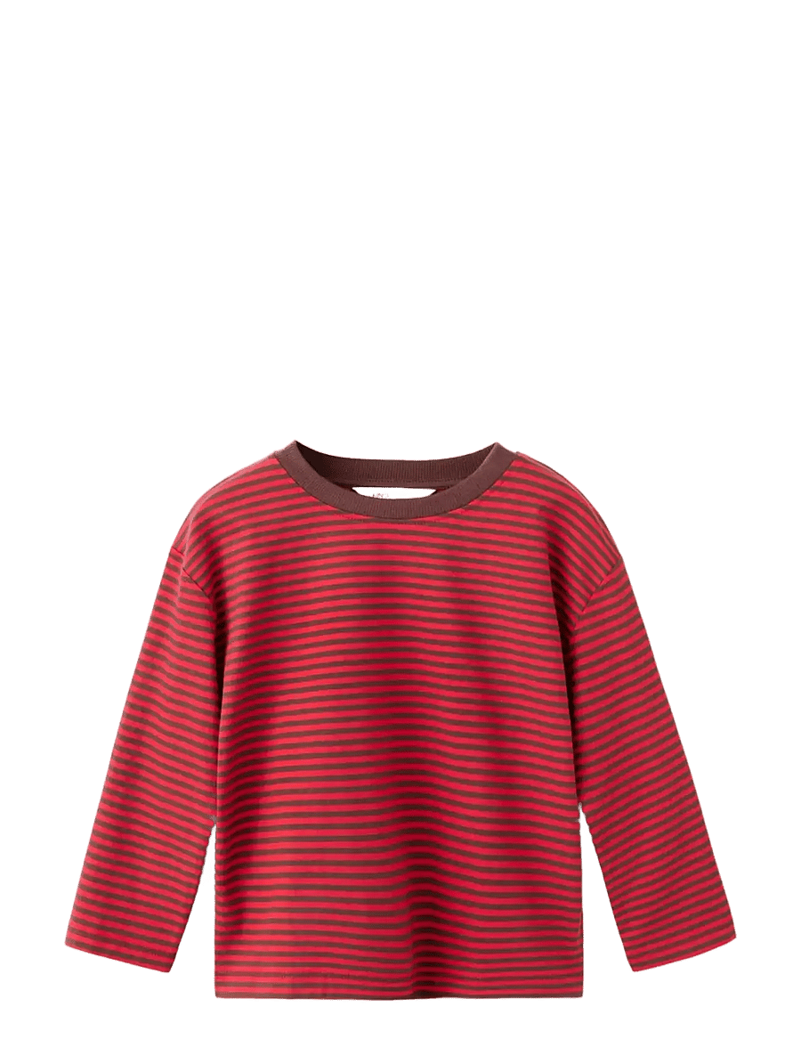 Mango - Striped oversized t-shirt - langærmede t-shirts - dark red - 0