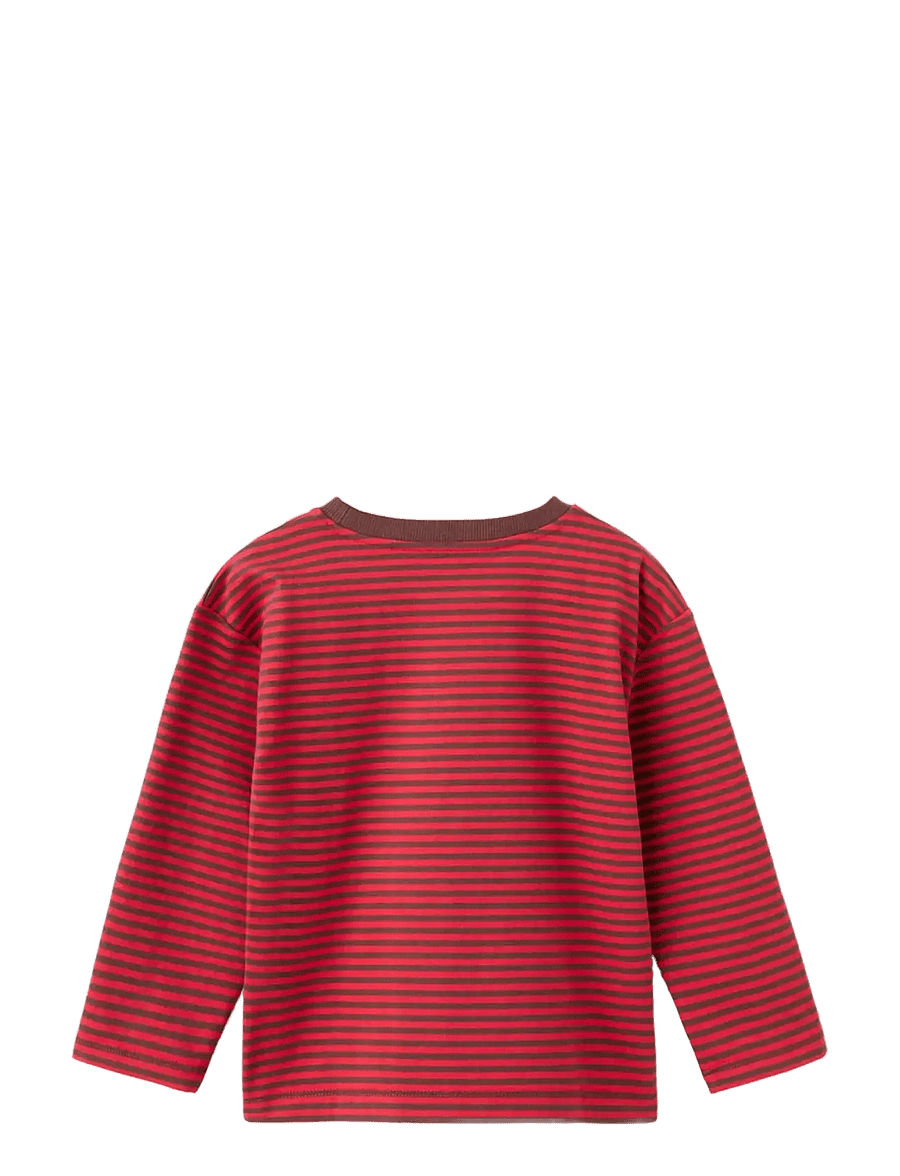 Mango - Striped oversized t-shirt - langærmede t-shirts - dark red - 1