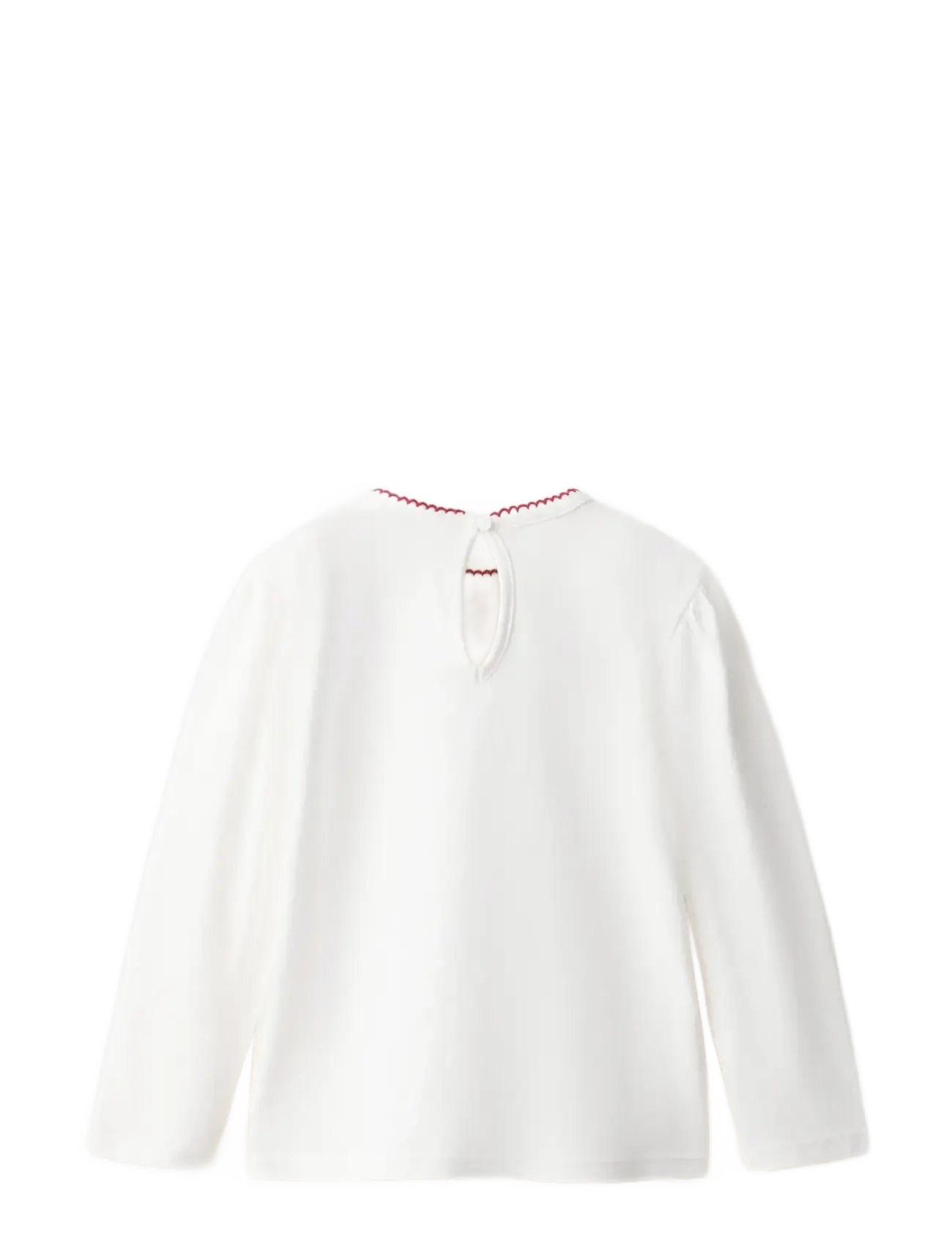Mango - Cotton tee with embroidered text - natural white - 2