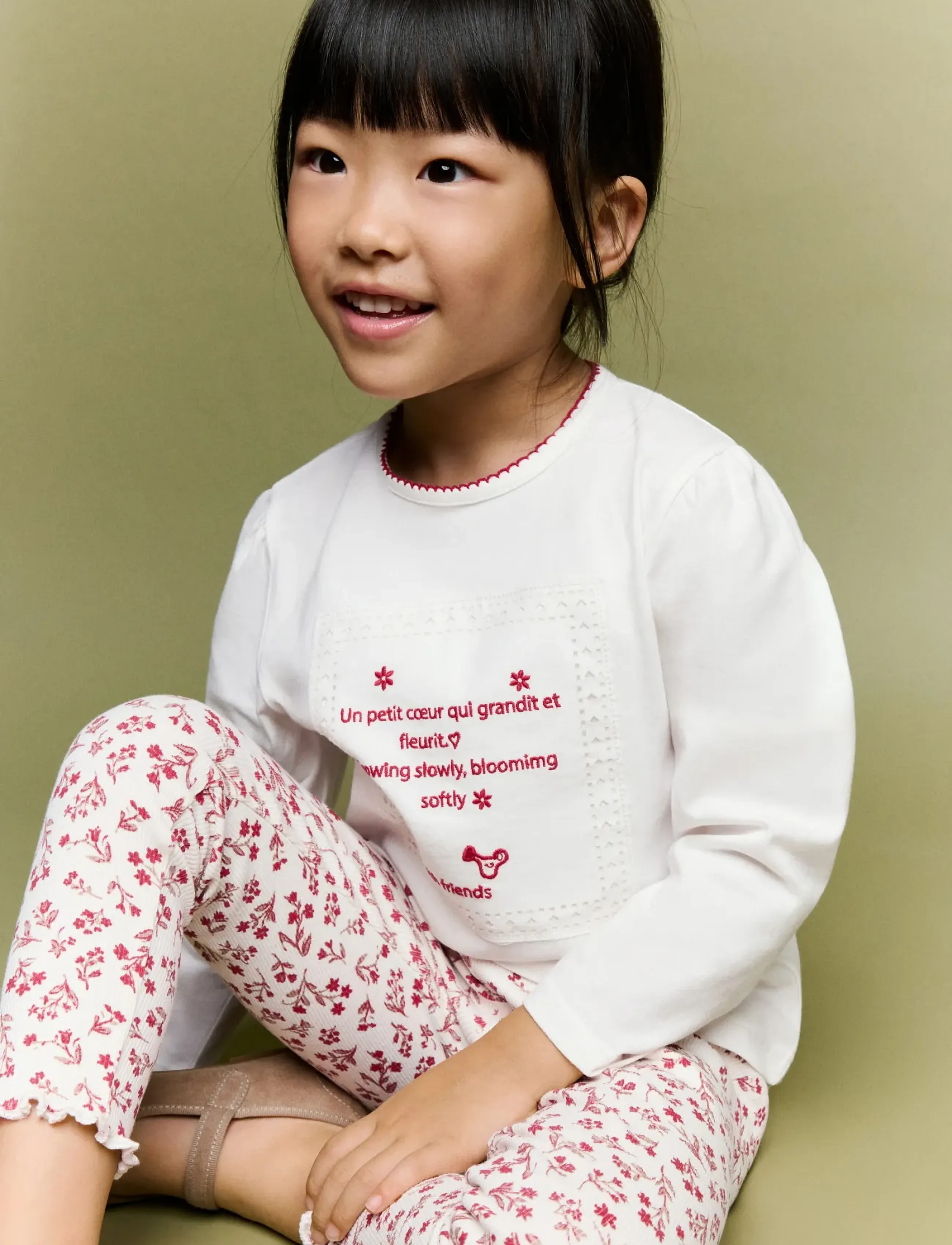 Mango Cotton tee with embroidered text - Mango - NATURAL WHITE / white