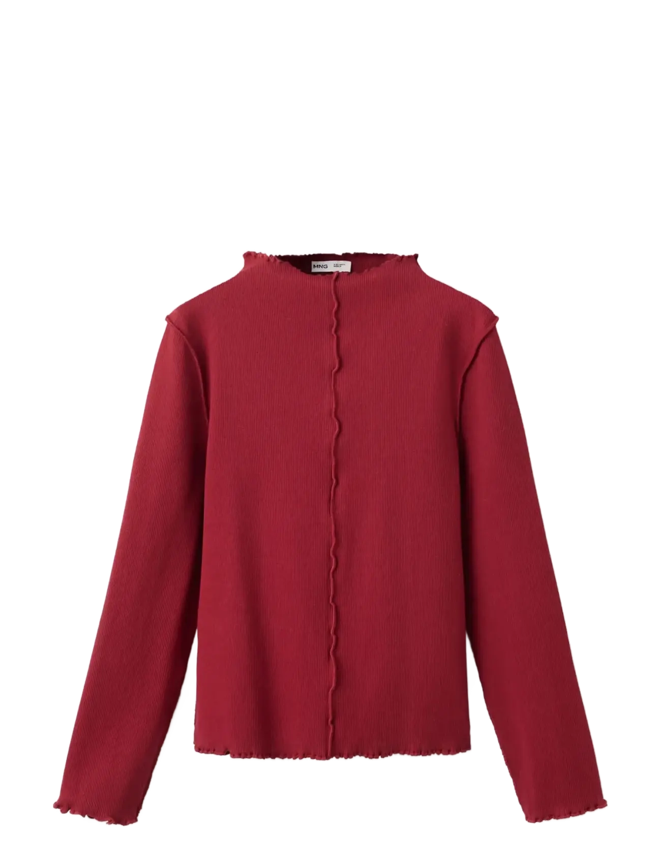 Mango Ribbed T-shirt with wave-stitched seams - Mango - RED / red