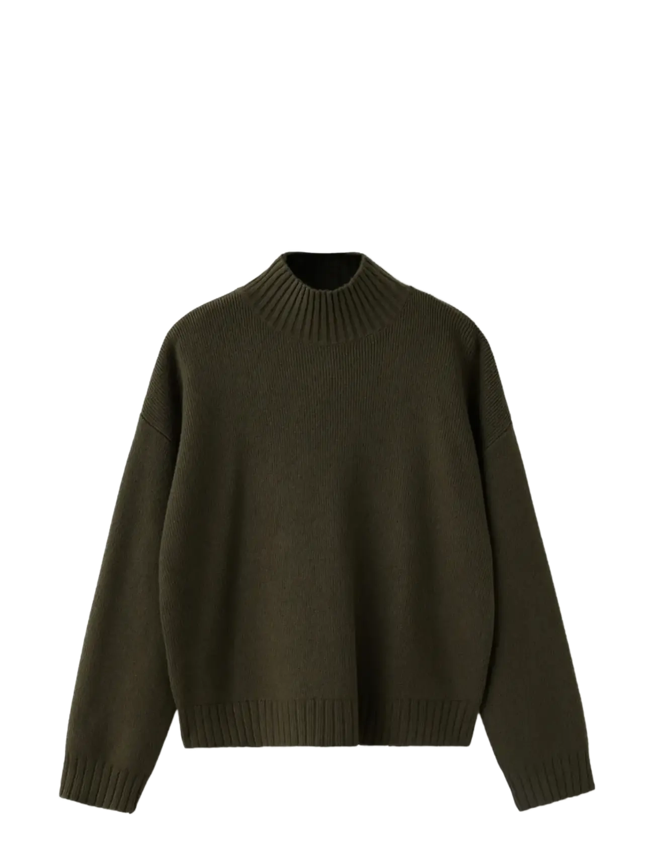Mango Funnel neck knit sweater - Kläder - BEIGE - KHAKI / khaki/green