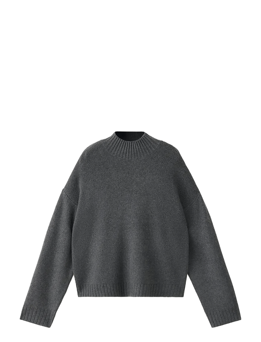 Mango - Funnel neck knit sweater - striktrøjer - charcoal - 0