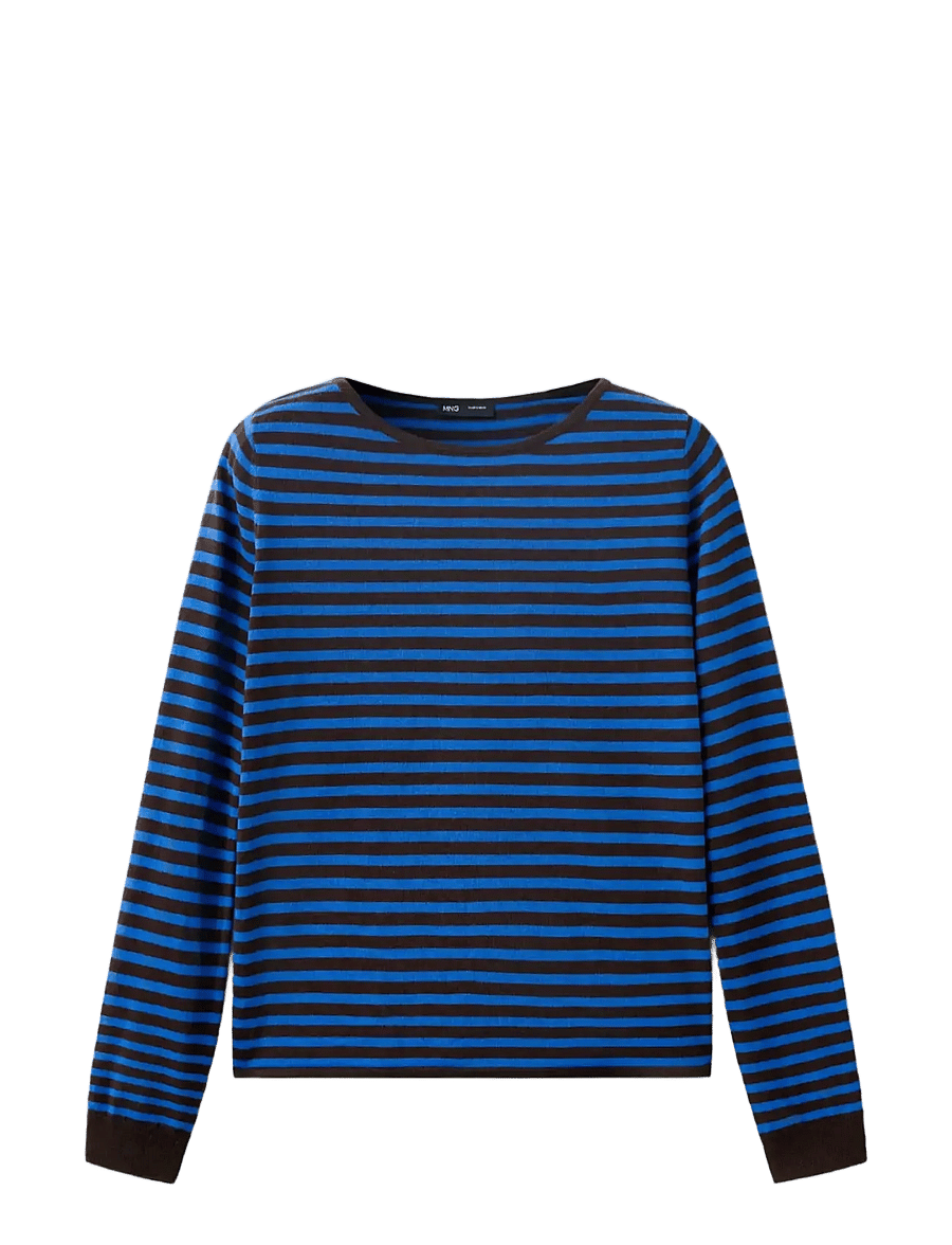 Mango - Knit striped sweater - striktrøjer - bright blue - 0