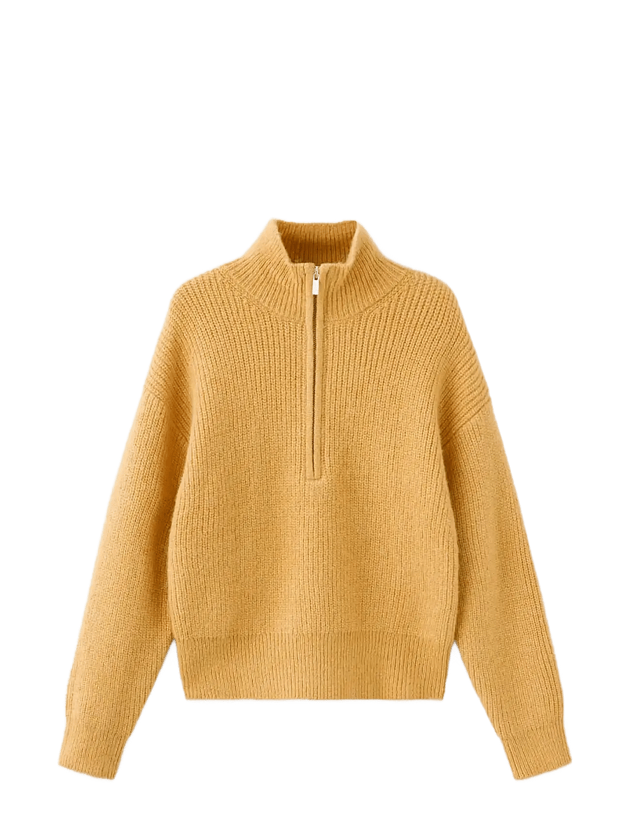 Mango - High neck sweater with zip - striktrøjer - medium yellow - 1