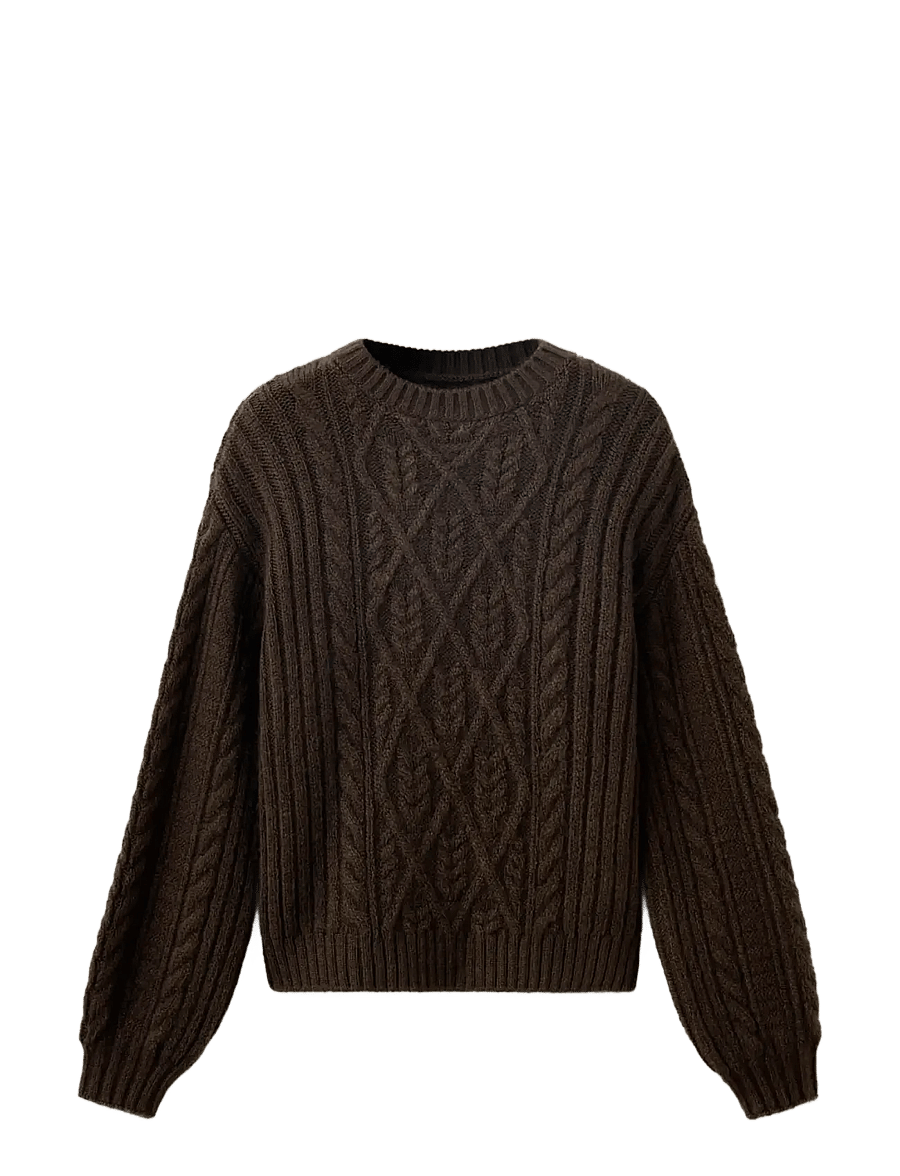 Mango - Marled cable-knit jumper - striktrøjer - brown - 0