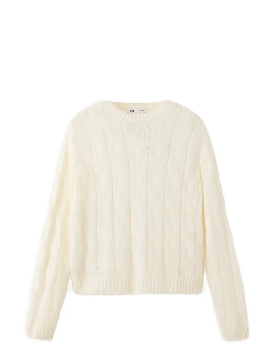 Mango - Cable-knit crew-neck jumper - striktrøjer - light beige - 0